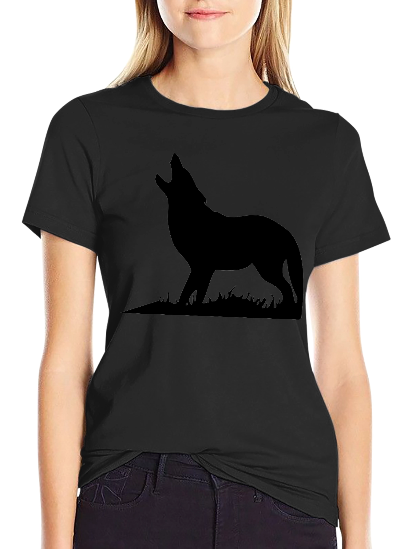Wolf Silhouette Black Graphic Tee - Mens