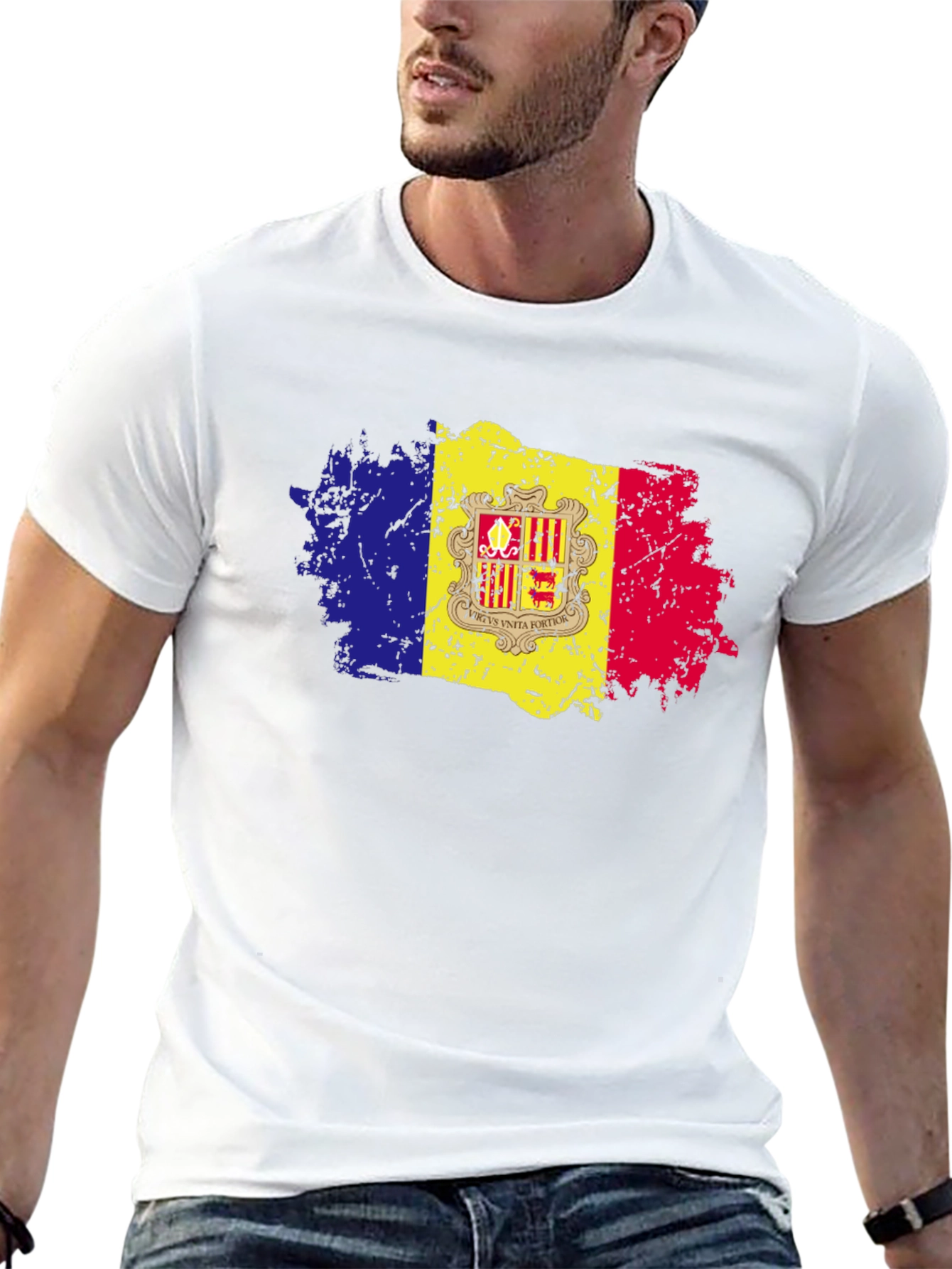 Andorra Flag Grunge Style T-Shirt