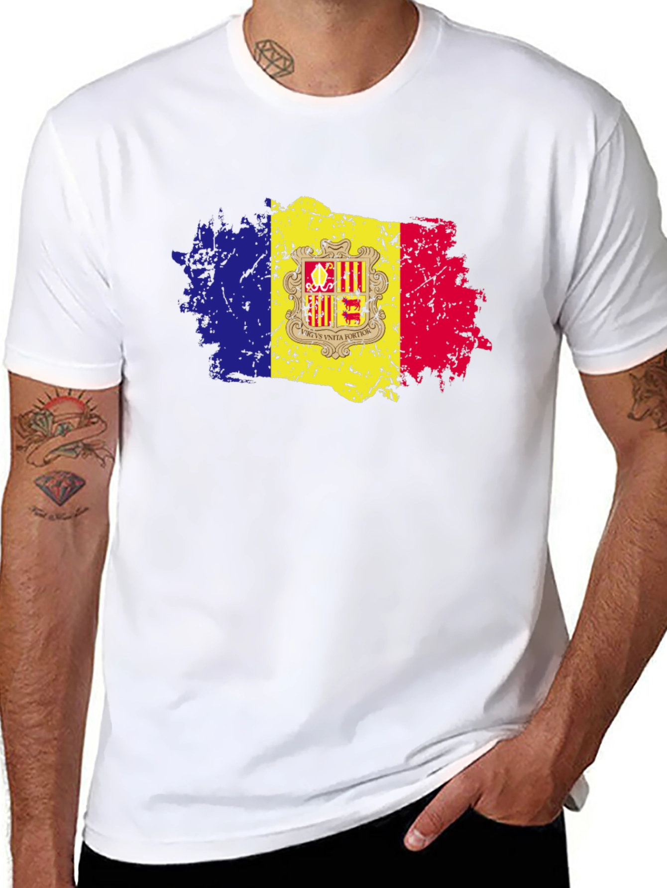 Andorra Flag Grunge Style T-Shirt