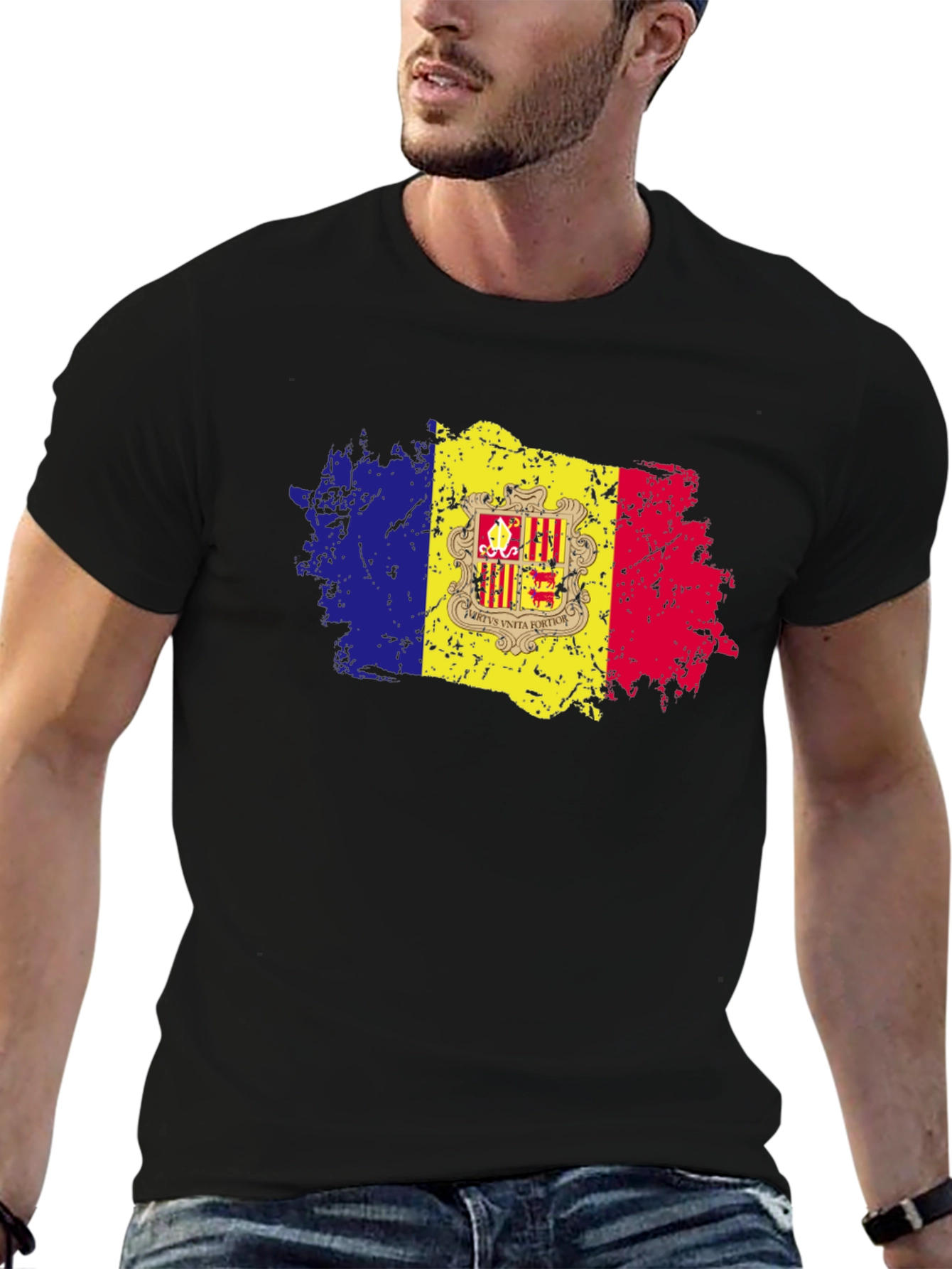 Andorra Flag Grunge Style T-Shirt