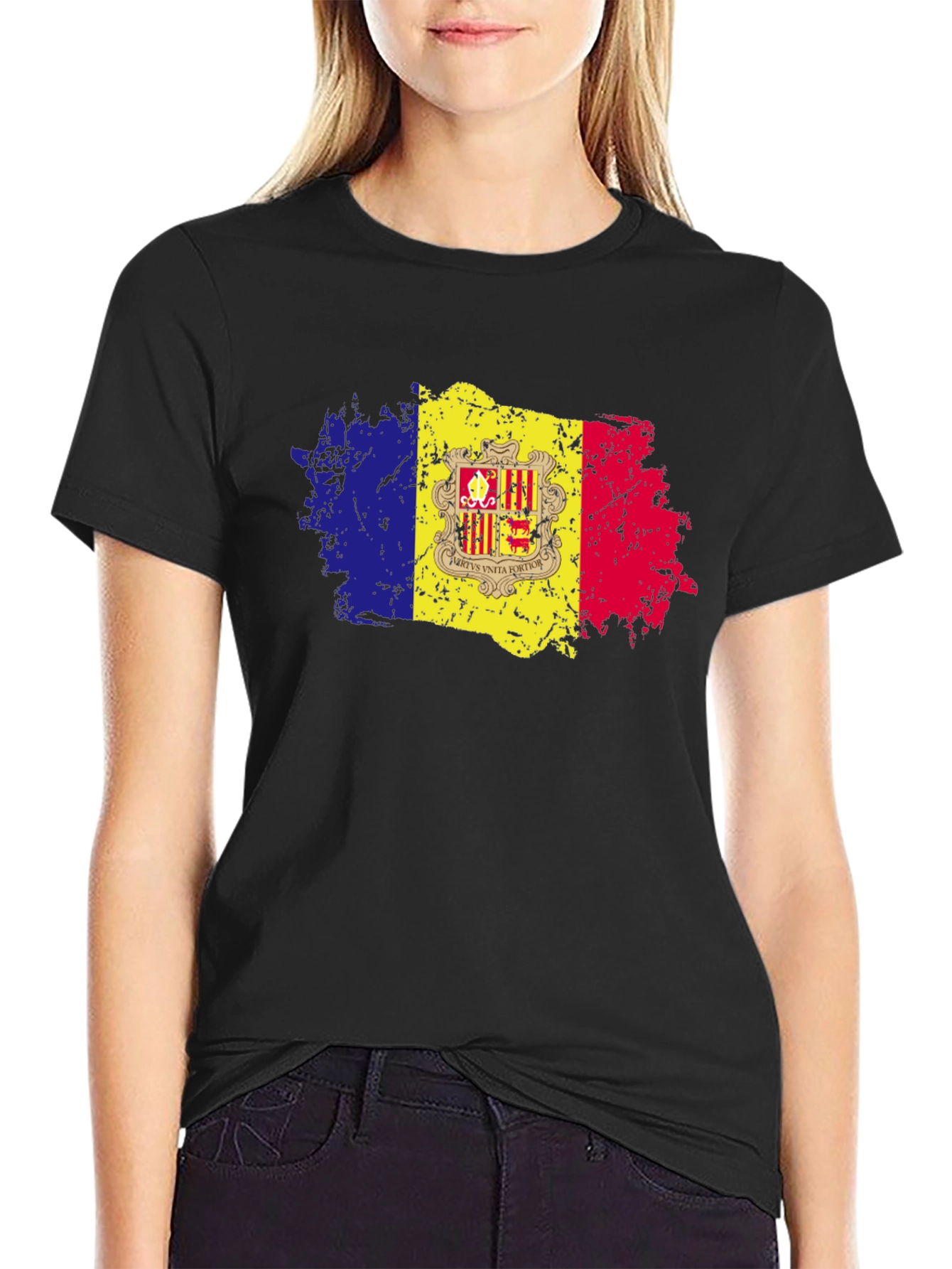 Andorra Flag Grunge Style T-Shirt