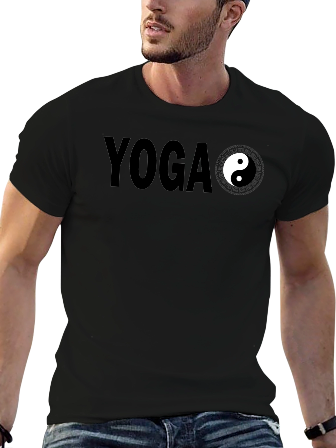 Yoga Yin Yang Graphic Tee - Mens Black T-Shirt