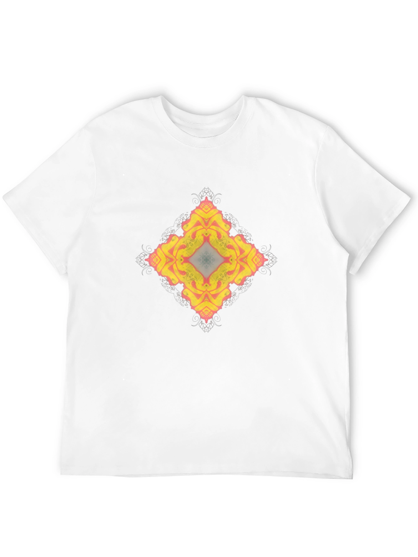 Abstract Floral Pattern Black T-Shirt