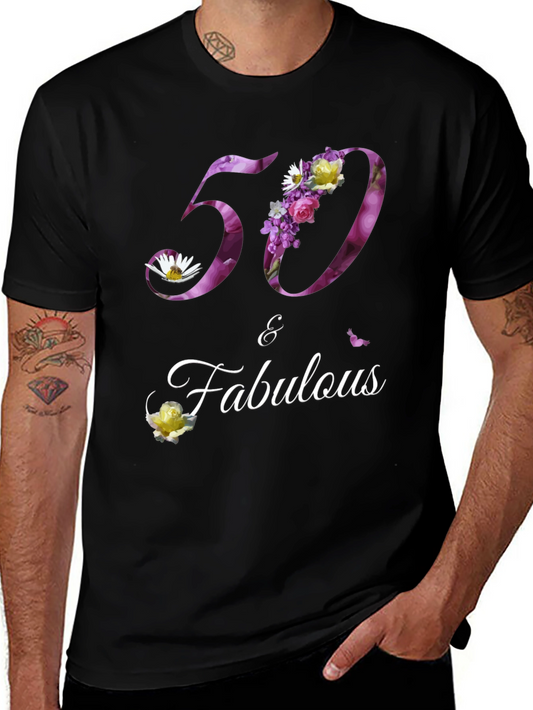 50 & Fabulous Floral Birthday T-Shirt