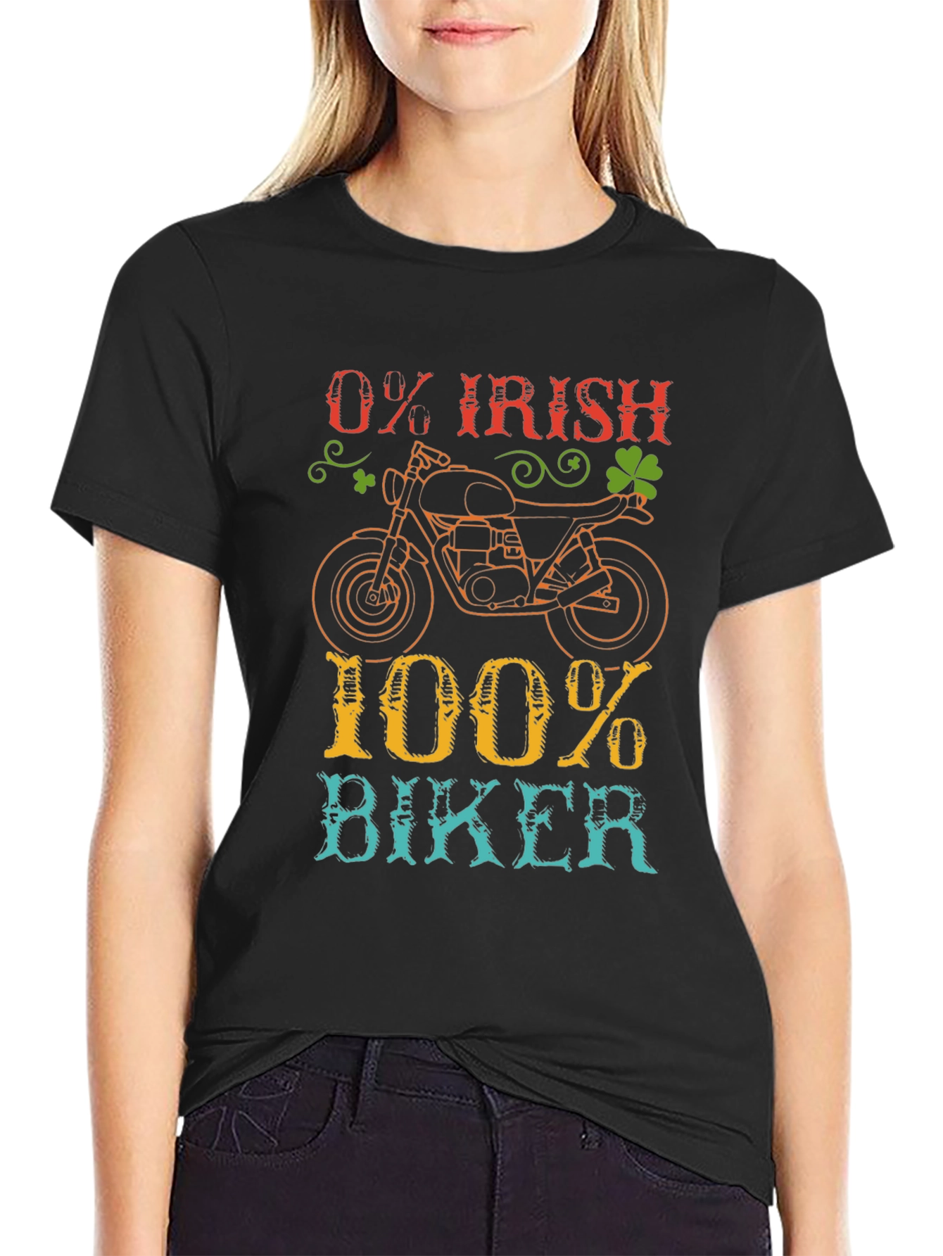 0% Irish 100% Biker T-Shirt Motorcycle Tee