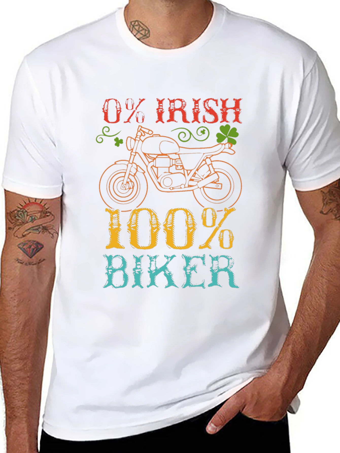0% Irish 100% Biker T-Shirt Motorcycle Tee