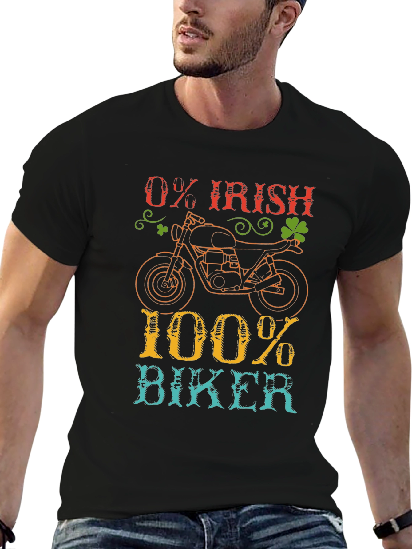 0% Irish 100% Biker T-Shirt Motorcycle Tee