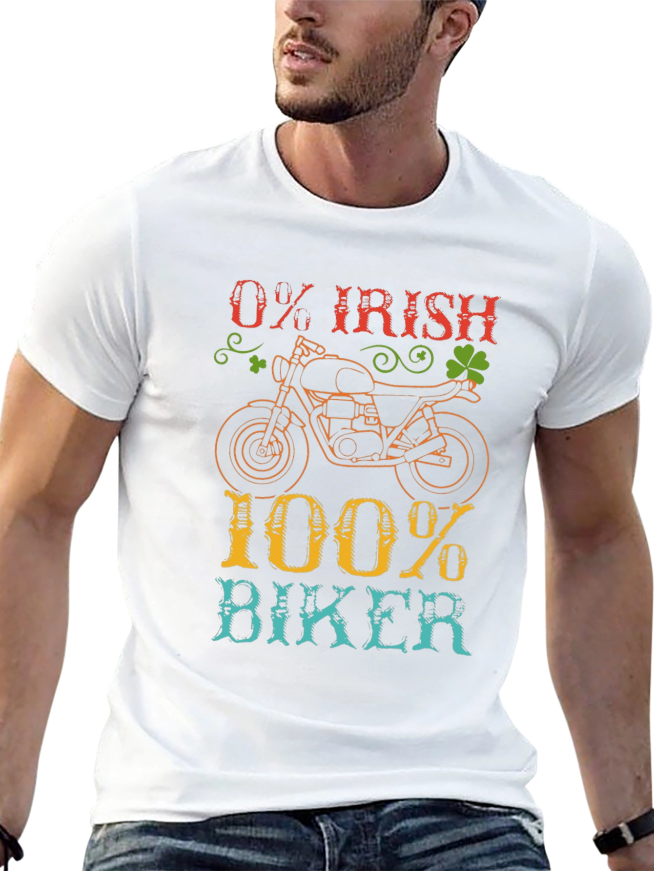 0% Irish 100% Biker T-Shirt Motorcycle Tee