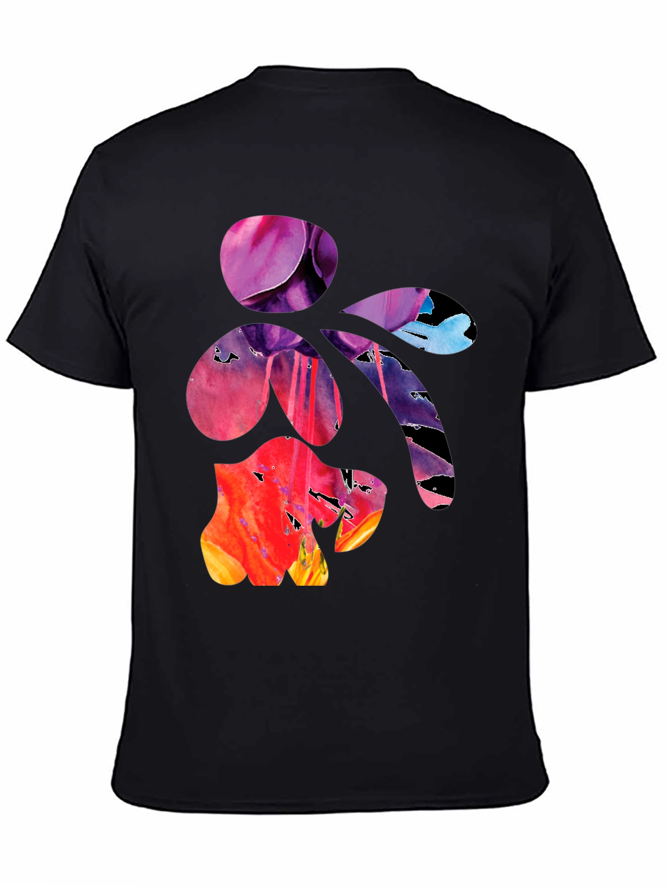Abstract Floral Graphic Print Black T-Shirt