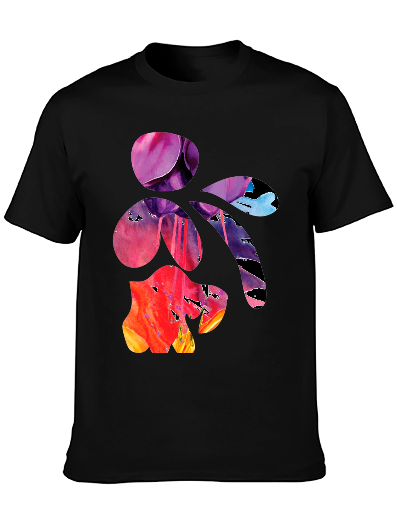 Abstract Floral Graphic Print Black T-Shirt