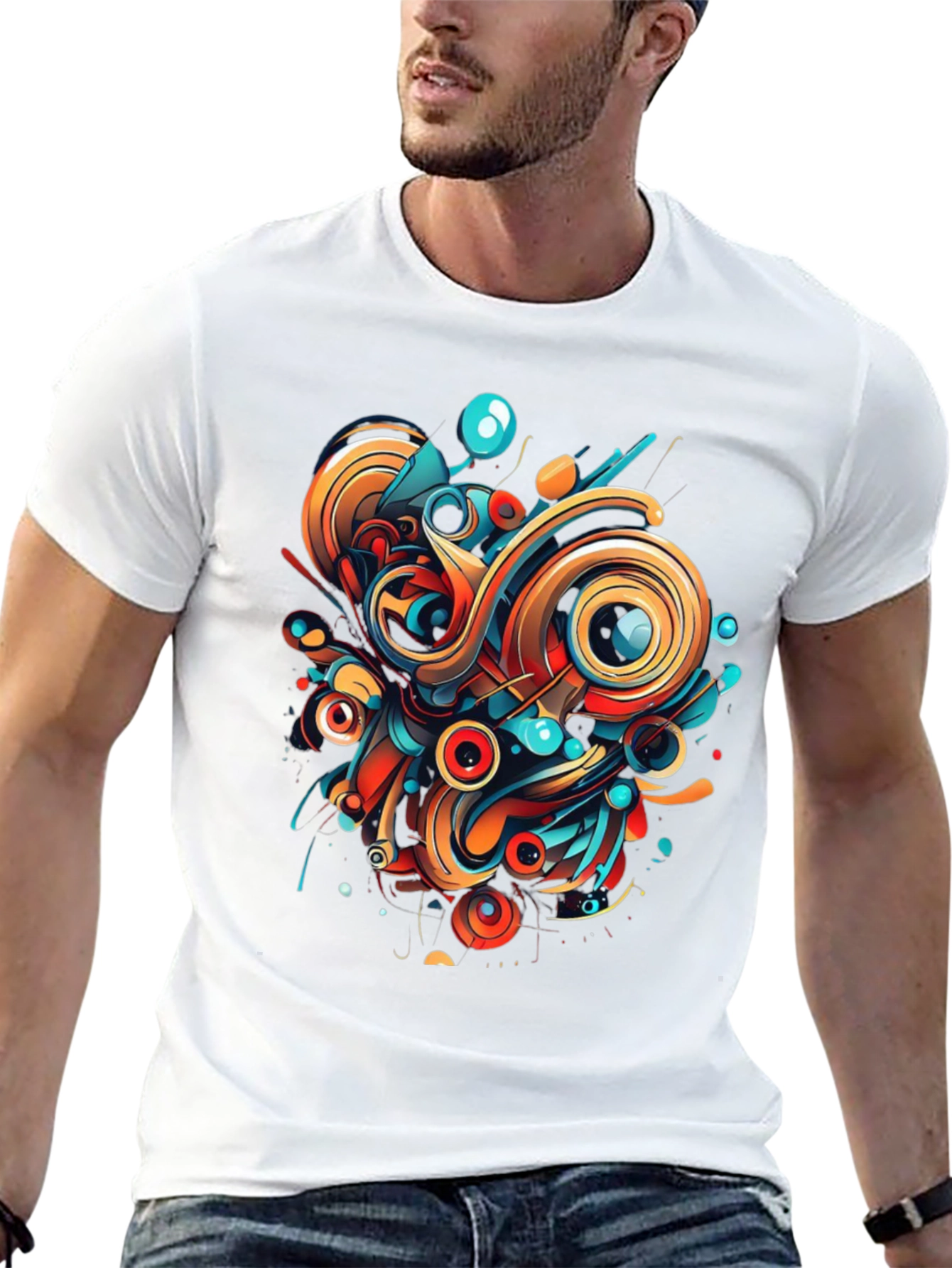Abstract Art Graphic Tee - Bold Black Shirt