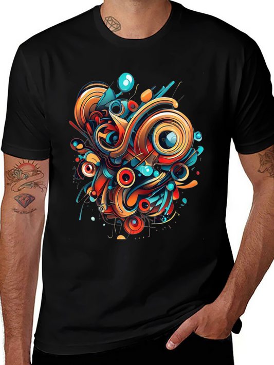 Abstract Art Graphic Tee - Bold Black Shirt
