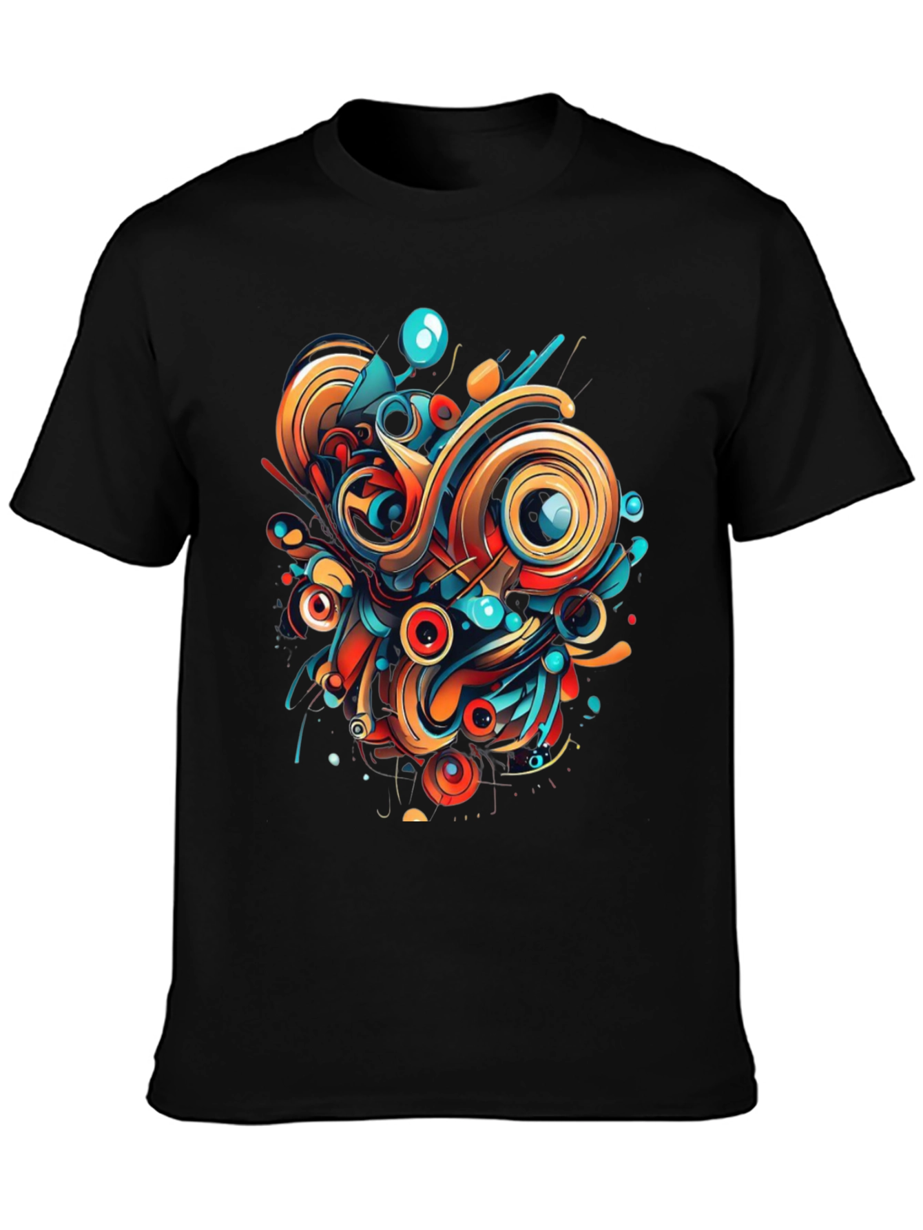 Abstract Art Graphic Tee - Bold Black Shirt