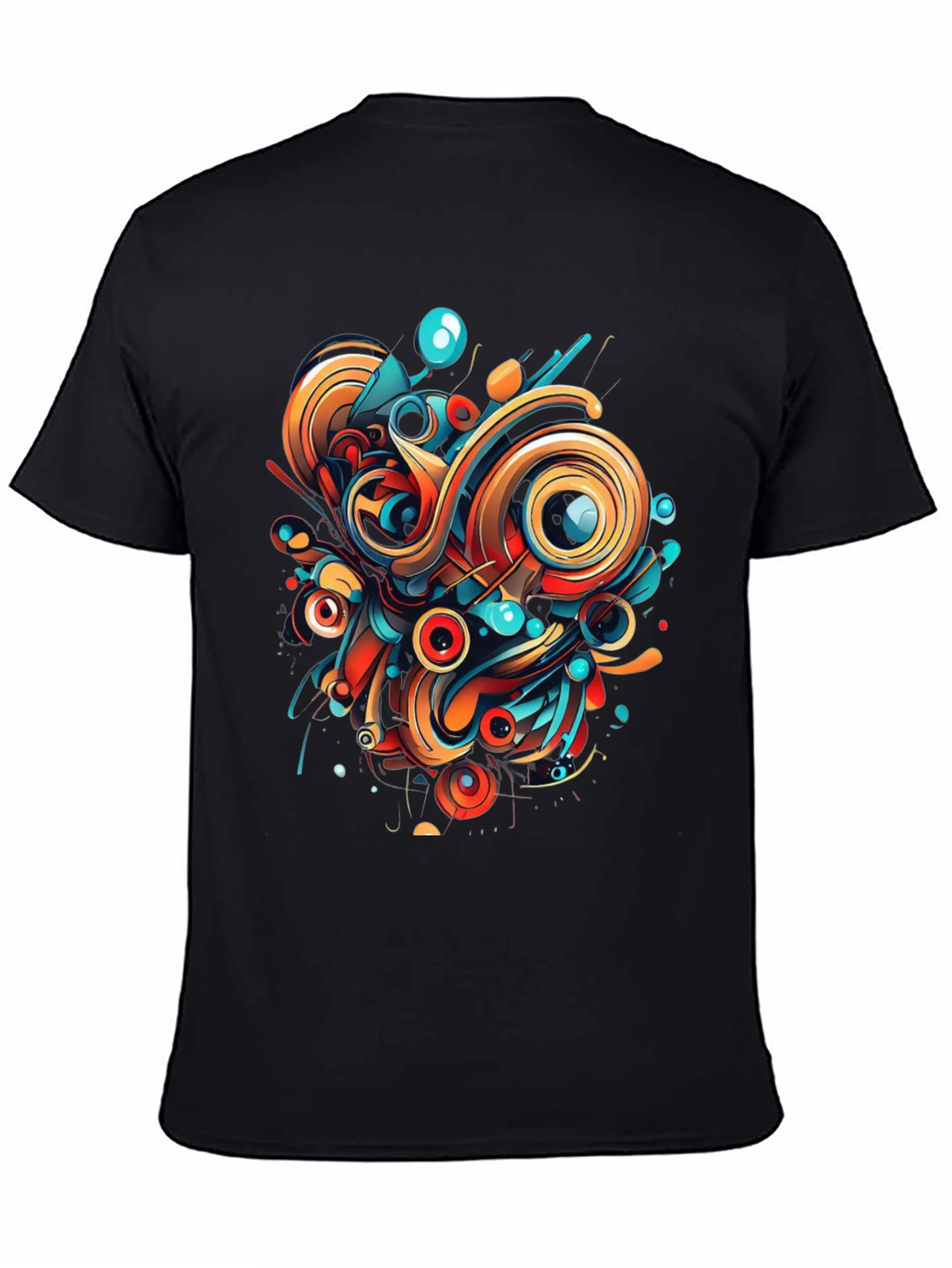 Abstract Art Graphic Tee - Bold Black Shirt