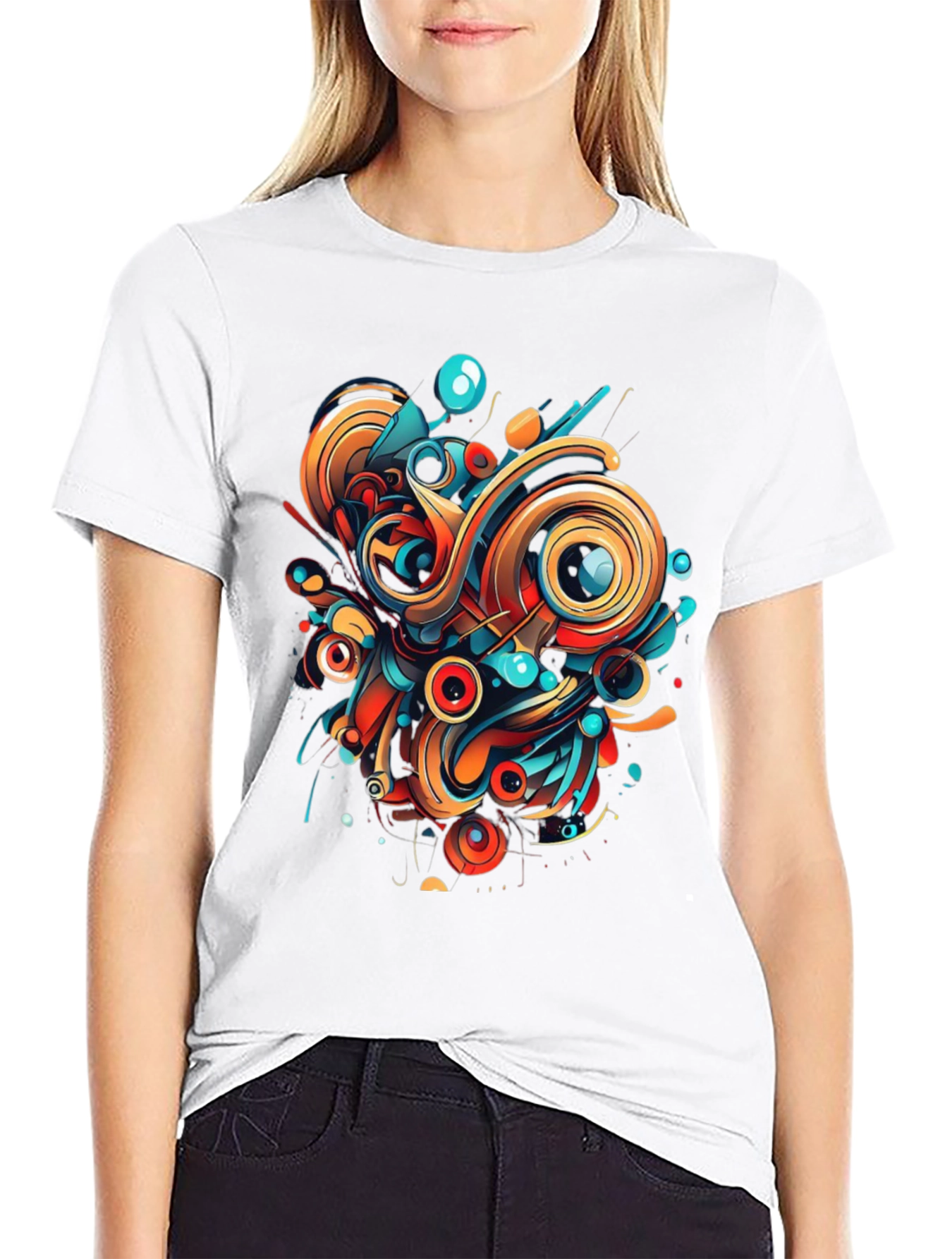 Abstract Art Graphic Tee - Bold Black Shirt