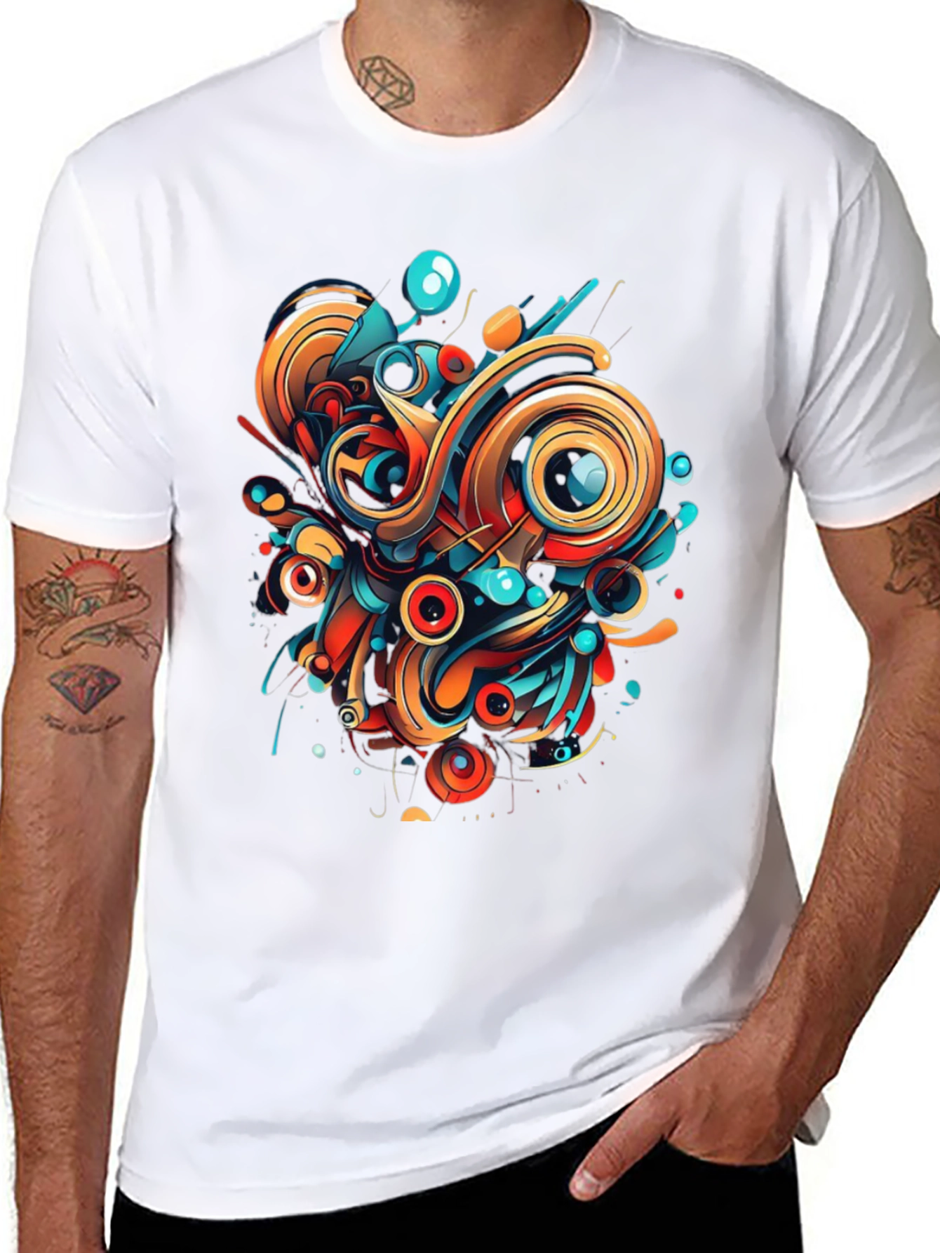Abstract Art Graphic Tee - Bold Black Shirt