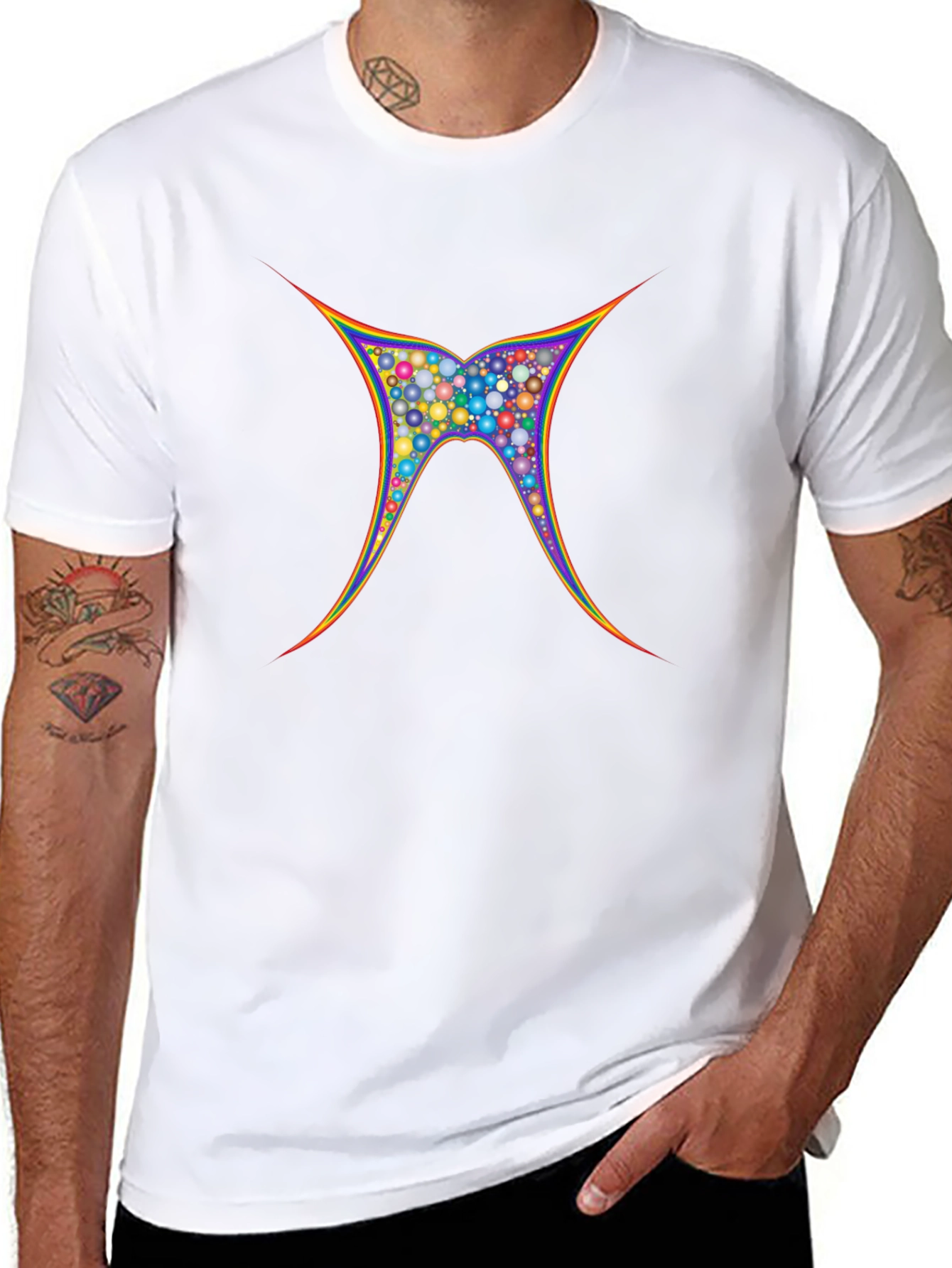 Abstract Geometric Butterfly Graphic Print Tee