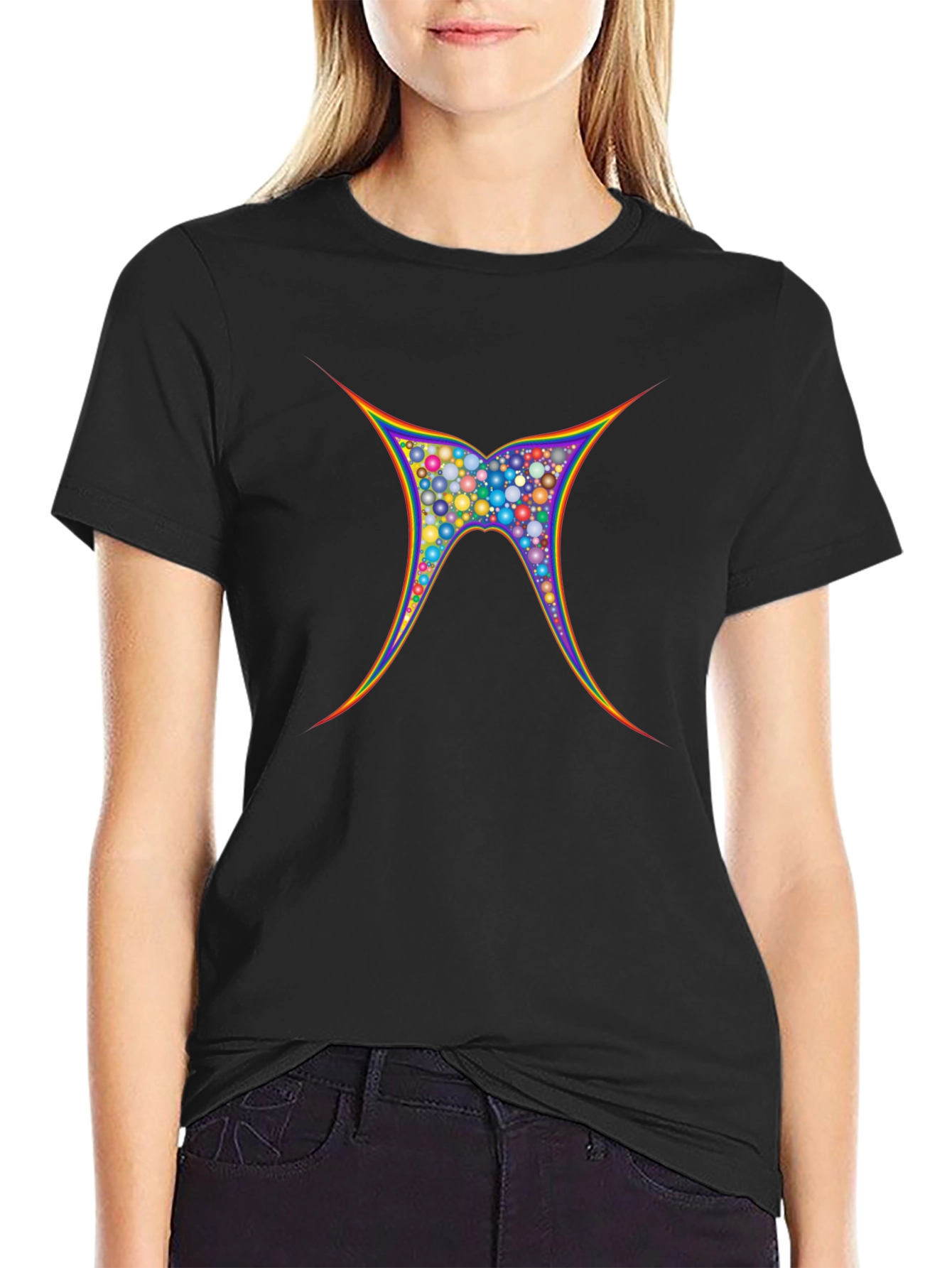 Abstract Geometric Butterfly Graphic Print Tee