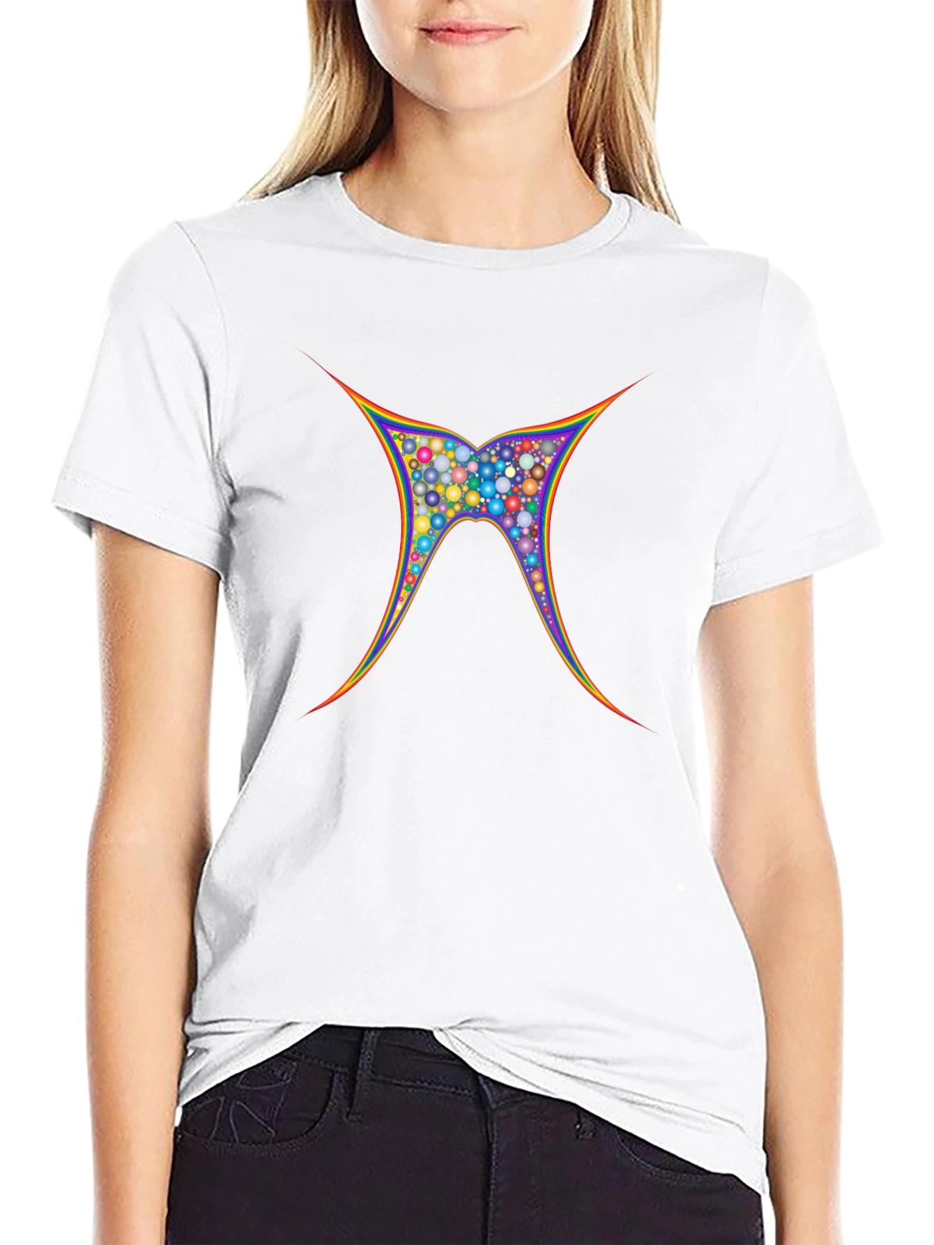 Abstract Geometric Butterfly Graphic Print Tee