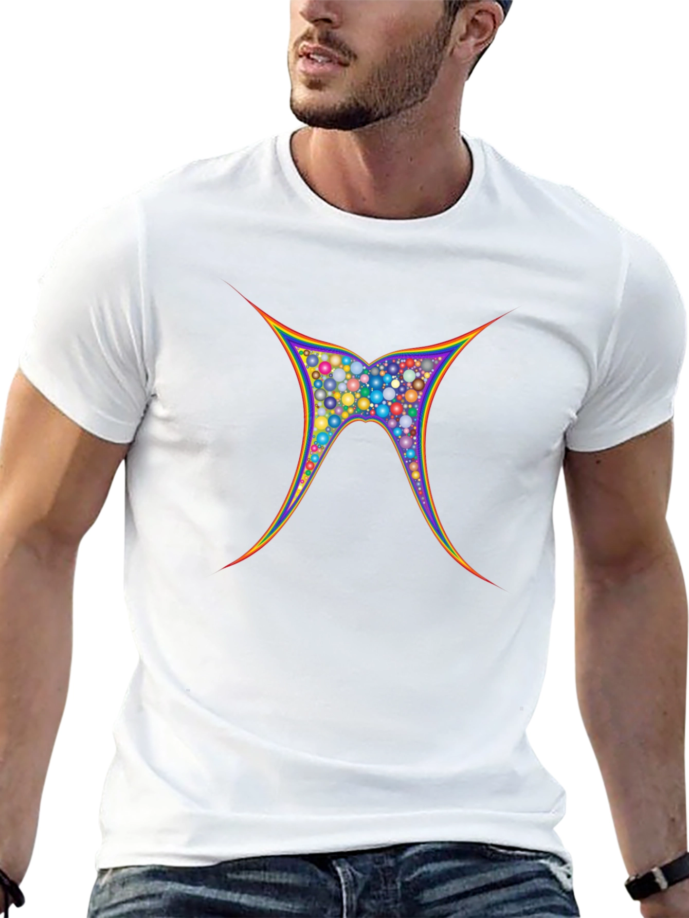 Abstract Geometric Butterfly Graphic Print Tee