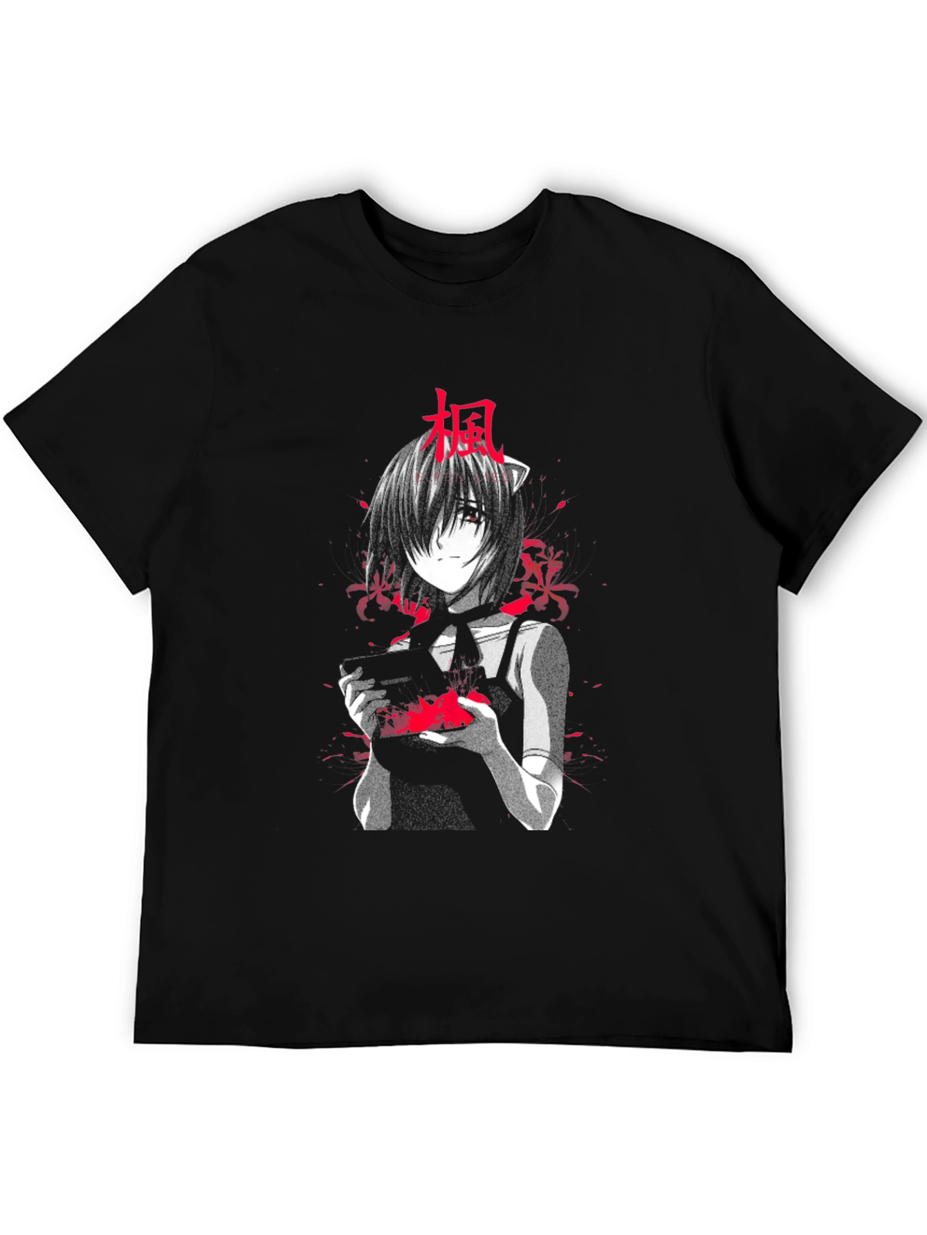 Anime Manga Girl Black T-Shirt