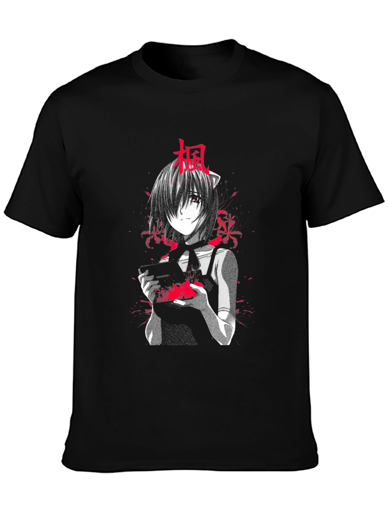 Anime Manga Girl Black T-Shirt