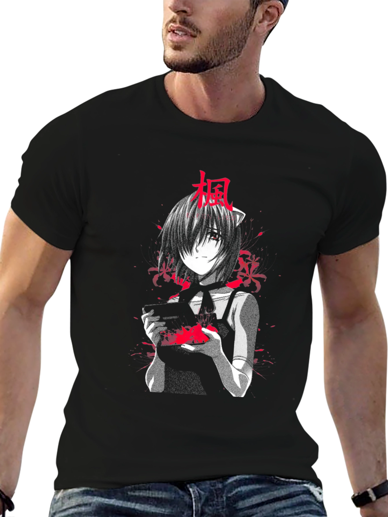 Anime Manga Girl Black T-Shirt