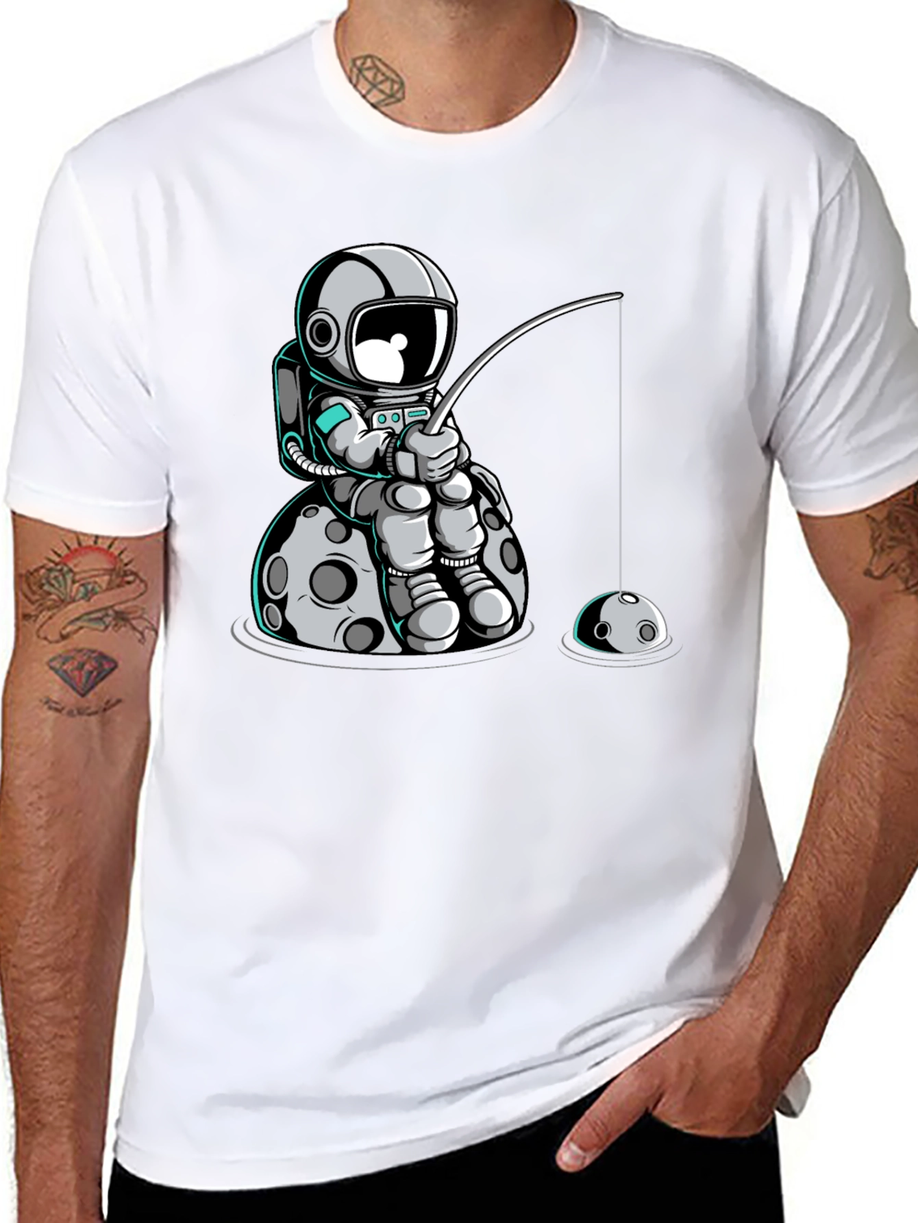 Astronaut Fishing on Moon T-Shirt