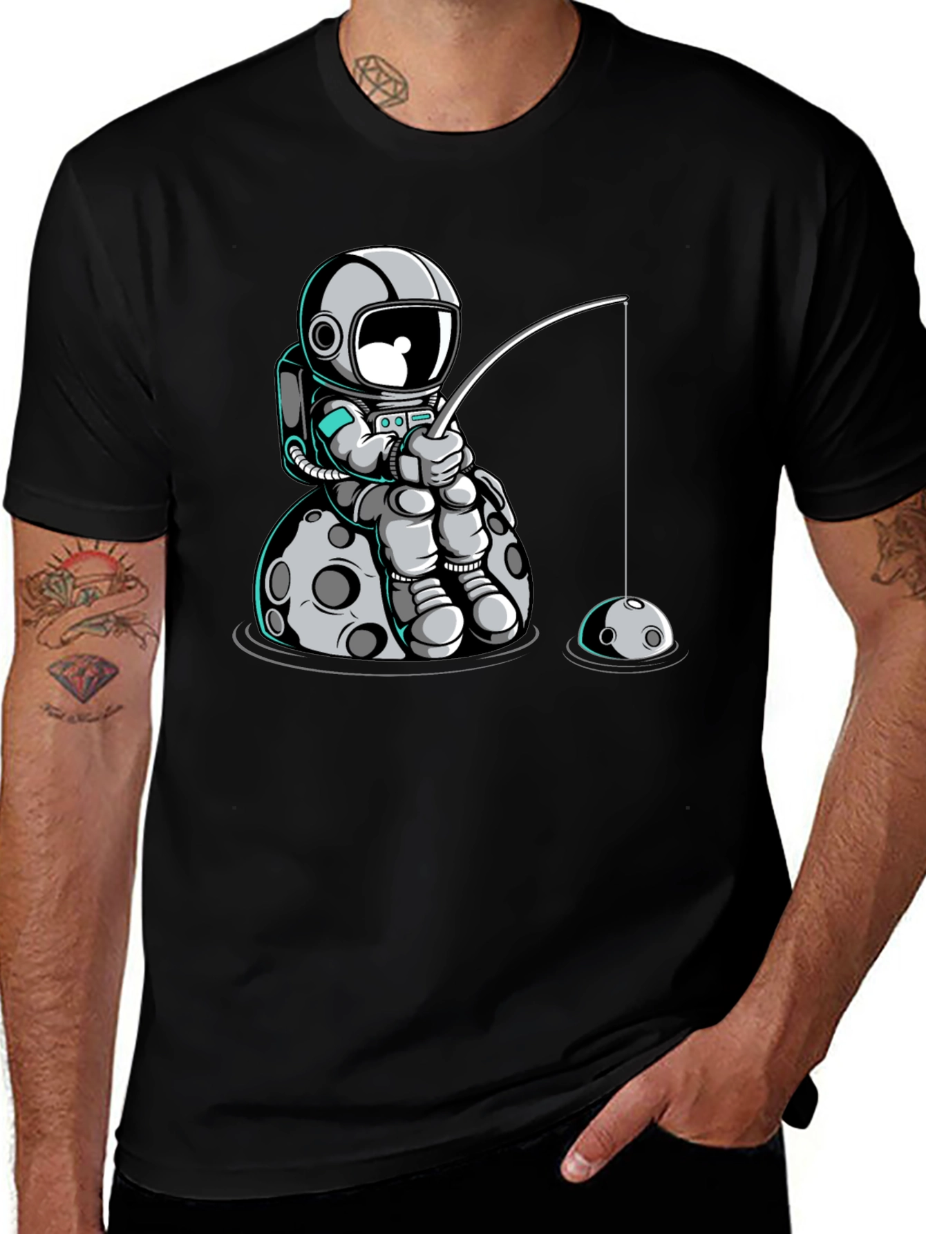 Astronaut Fishing on Moon T-Shirt