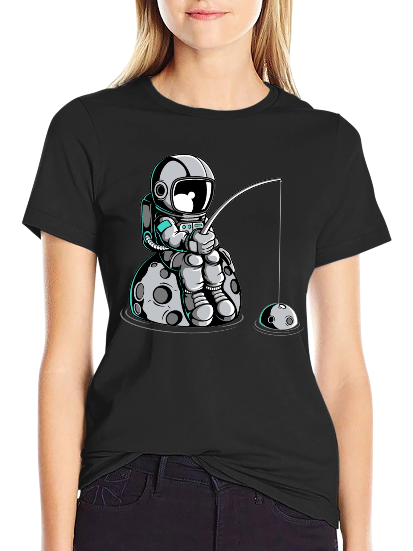 Astronaut Fishing on Moon T-Shirt