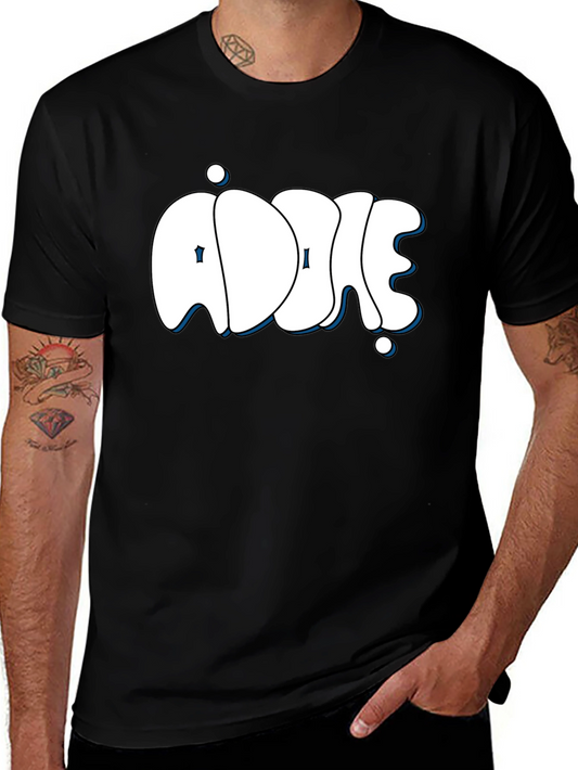 Addie Black T-Shirt: Stylish Bubble Letter Design