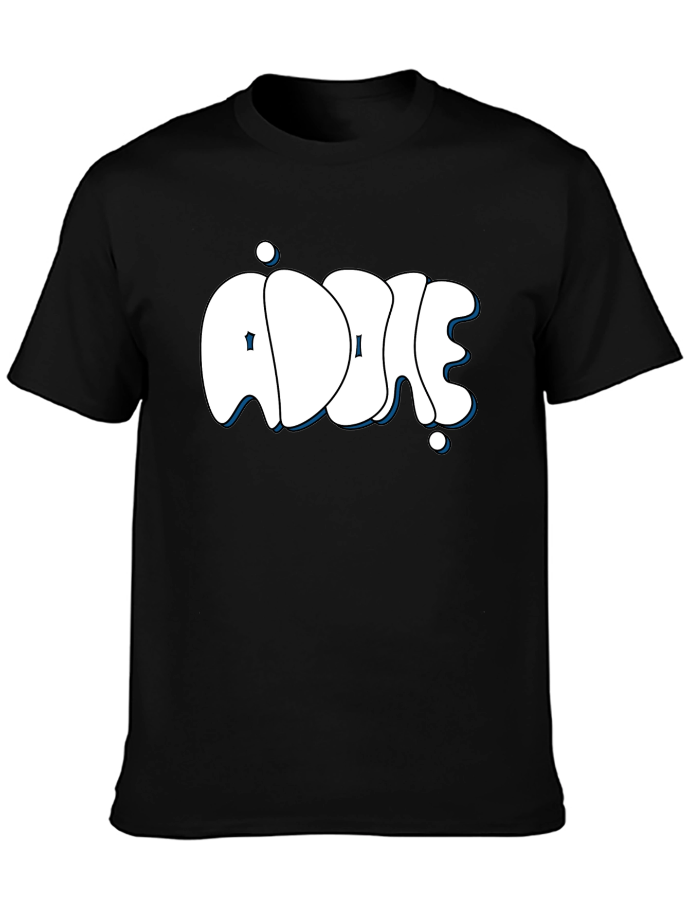 Addie Black T-Shirt: Stylish Bubble Letter Design