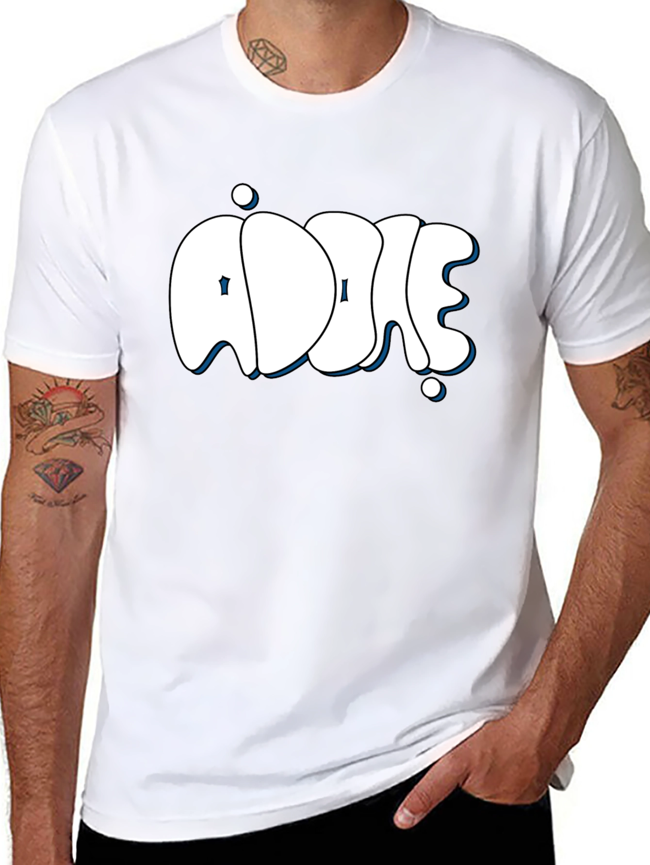 Addie Black T-Shirt: Stylish Bubble Letter Design