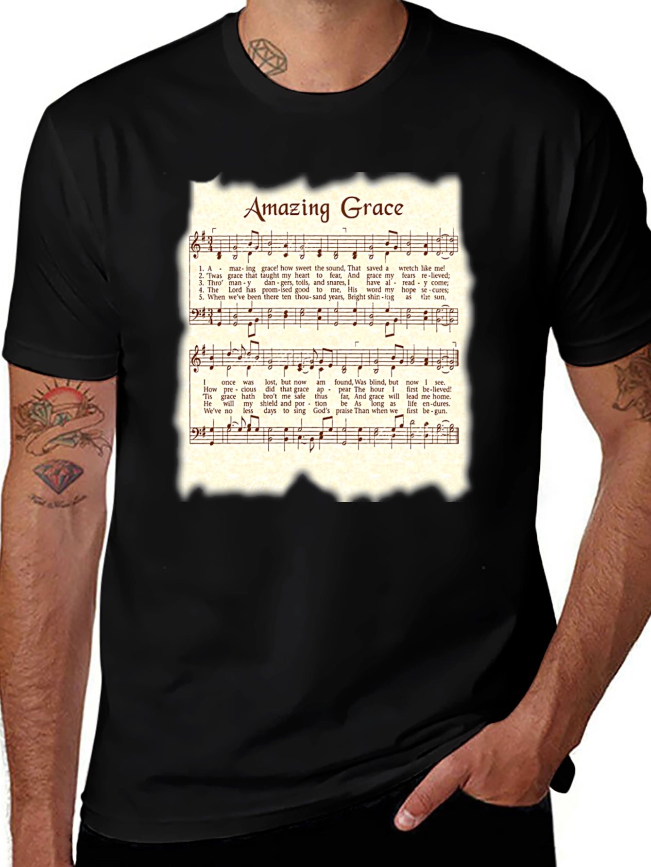 Amazing Grace Hymn T-Shirt - Christian Music Tee