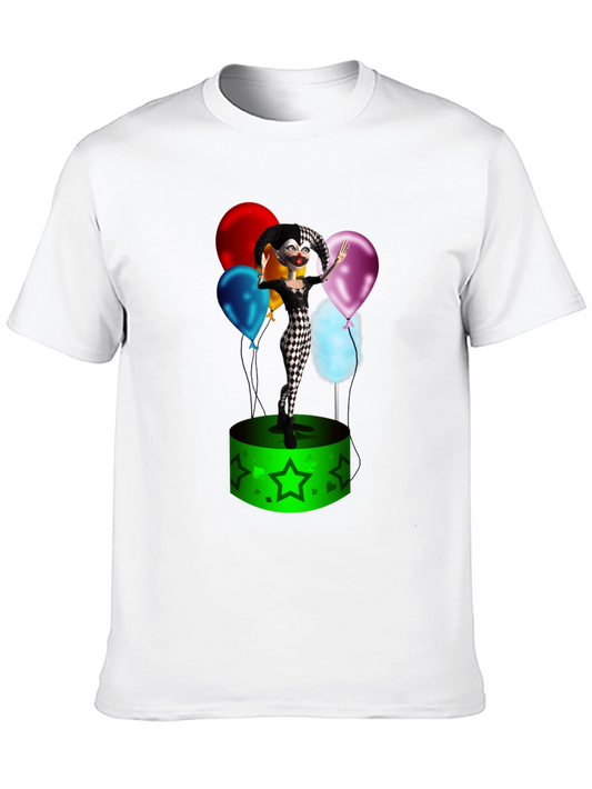 Whimsical Jester T-Shirt: Colorful Balloon Art