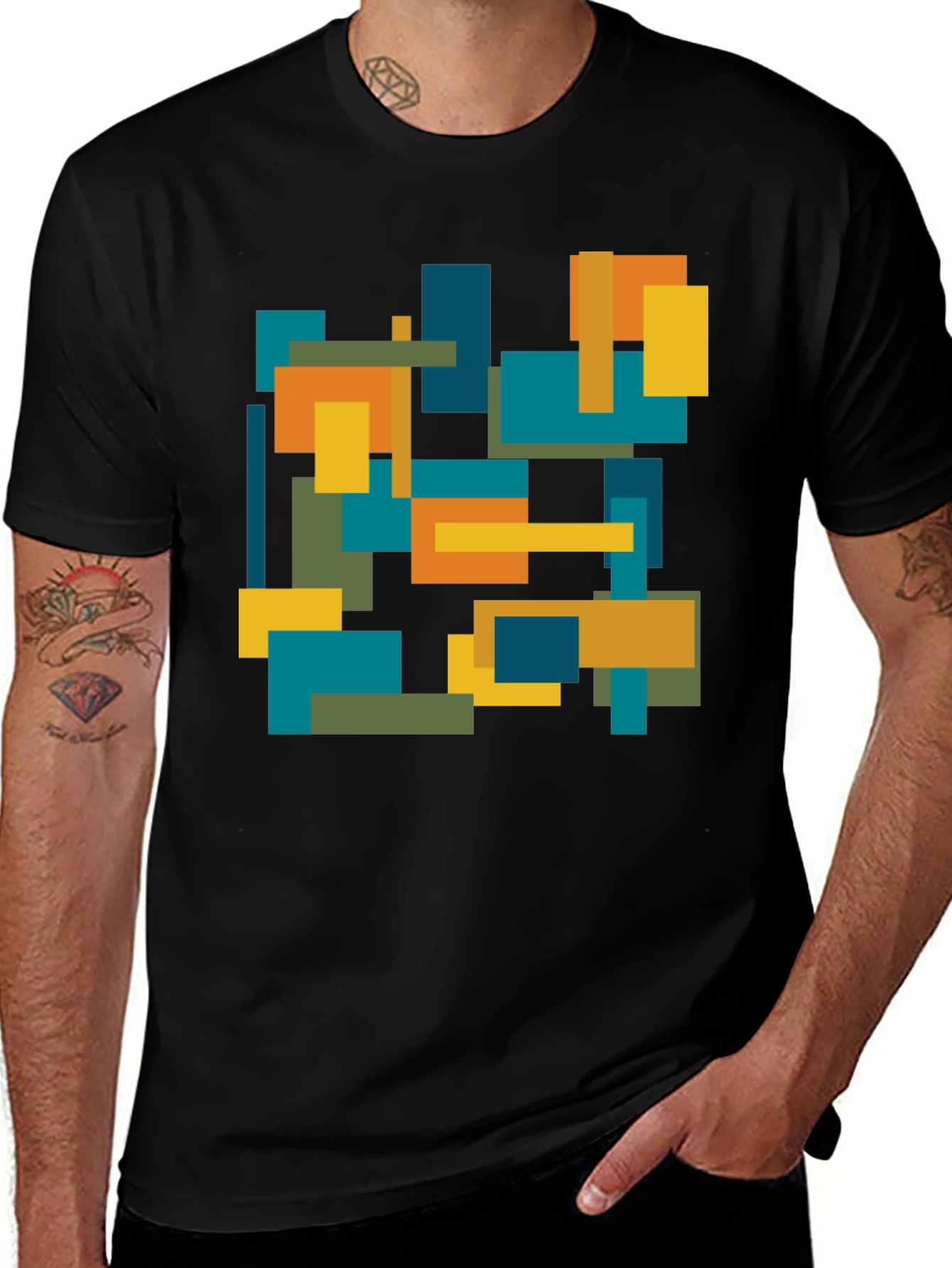 Abstract Geometric Block Print Tee