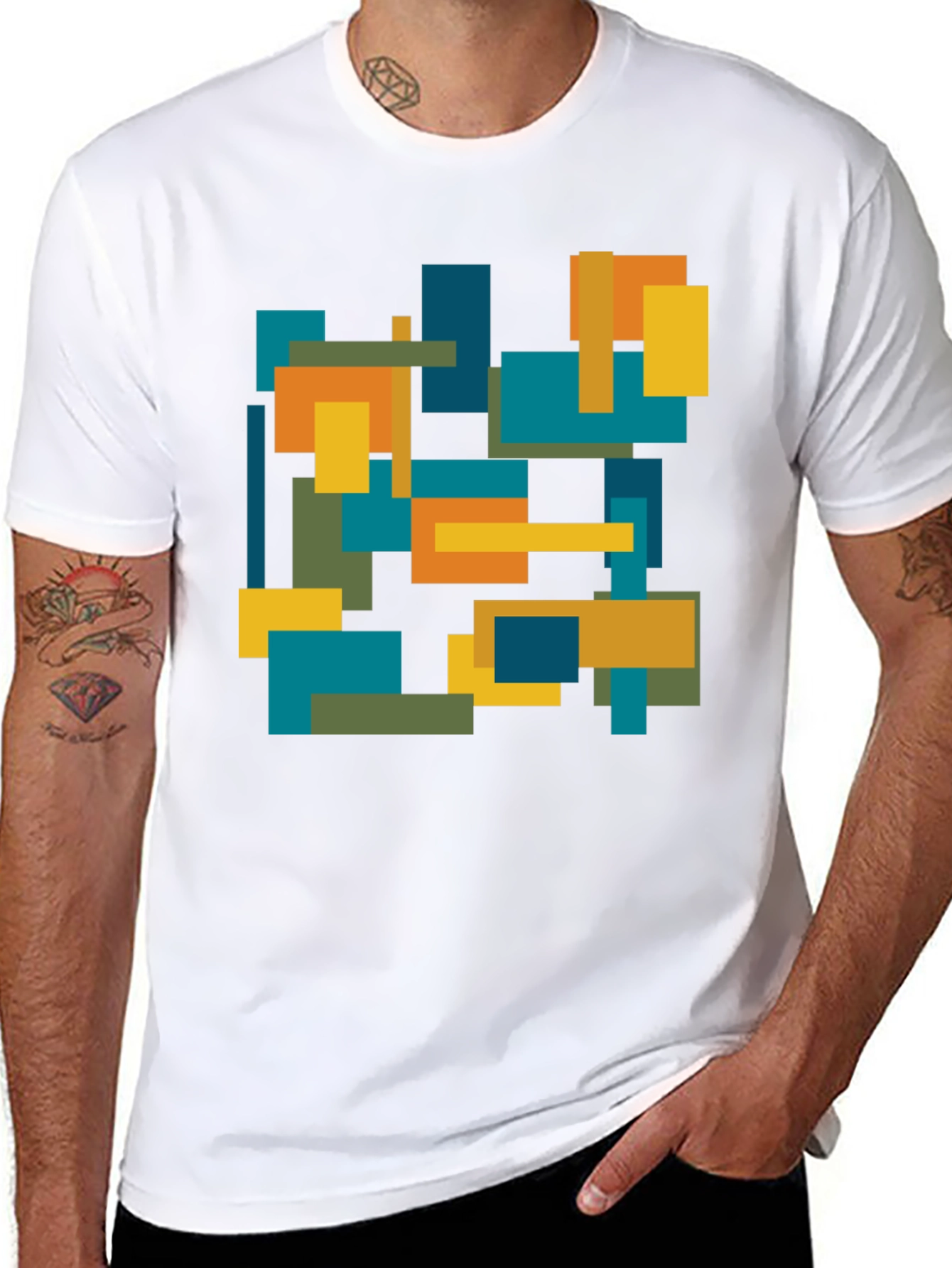 Abstract Geometric Block Print Tee