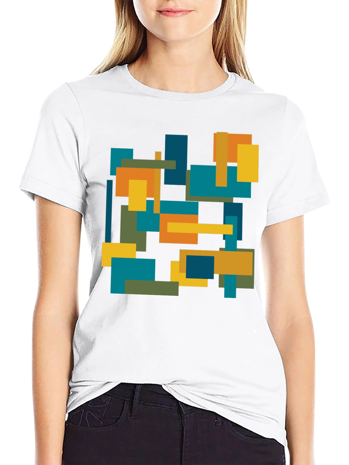 Abstract Geometric Block Print Tee