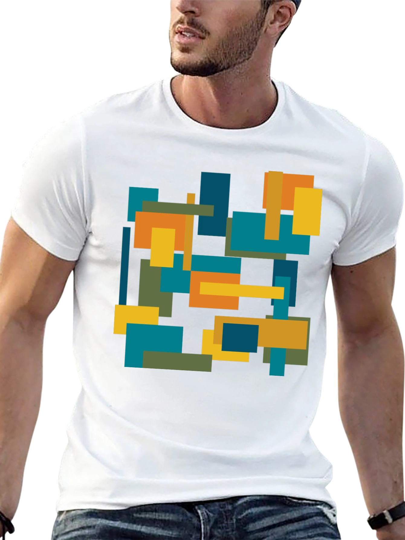 Abstract Geometric Block Print Tee