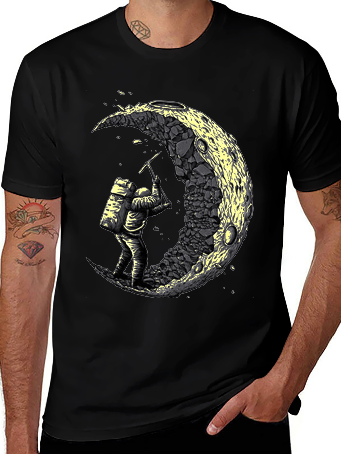 Astronaut Moon Mining Graphic Tee