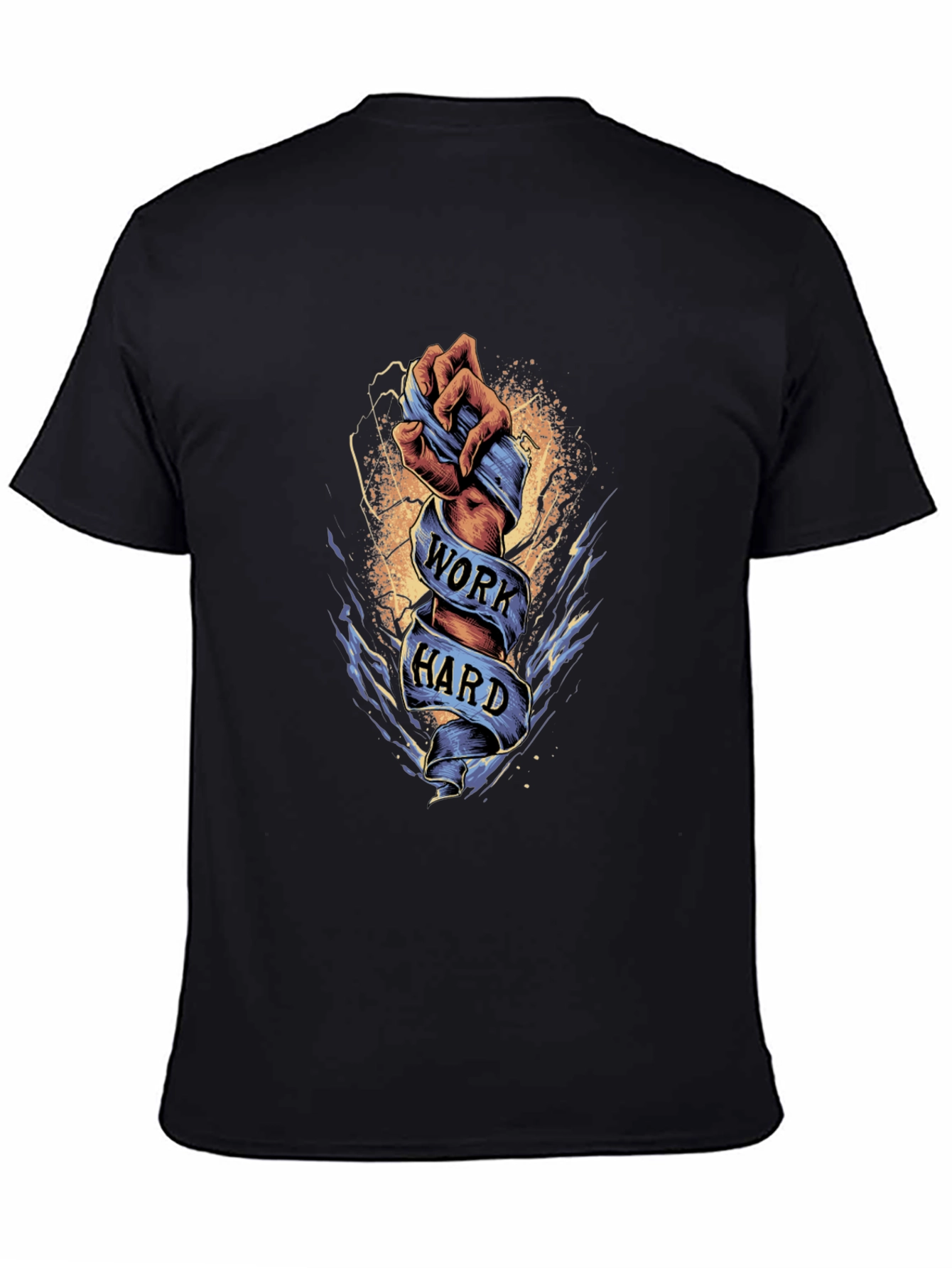 Work Hard Graphic Tee - Motivational Black T-Shirt