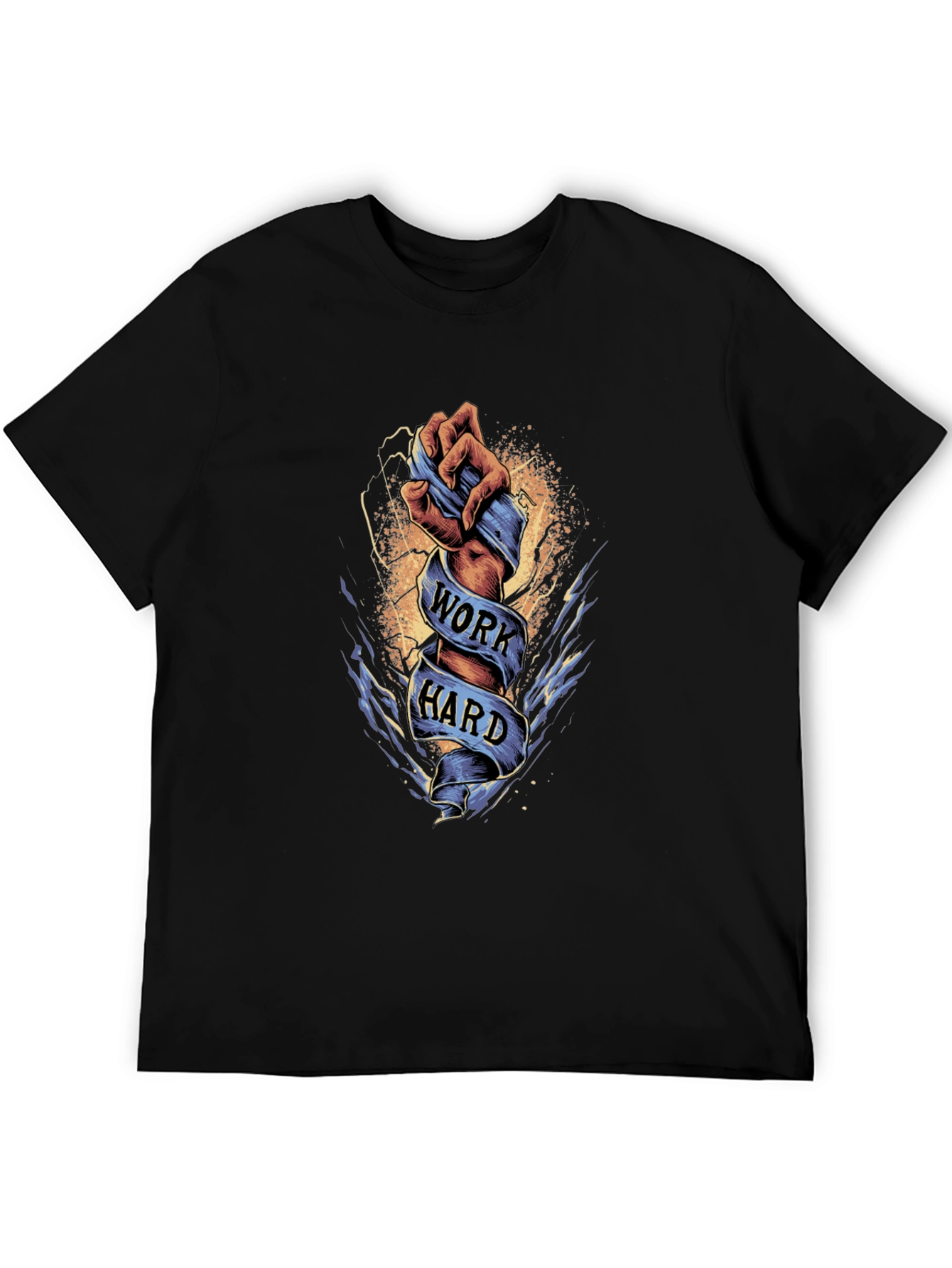 Work Hard Graphic Tee - Motivational Black T-Shirt