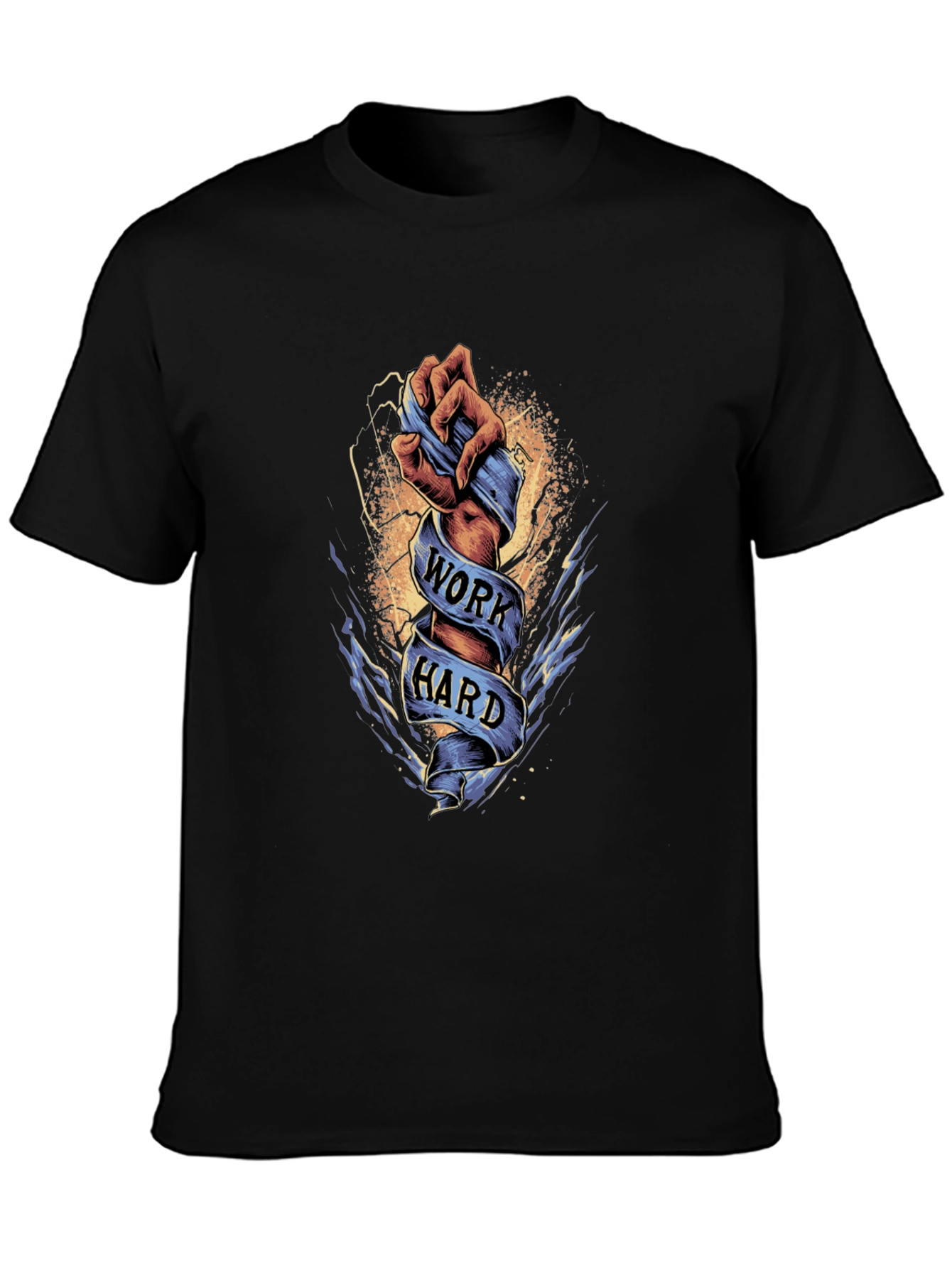 Work Hard Graphic Tee - Motivational Black T-Shirt