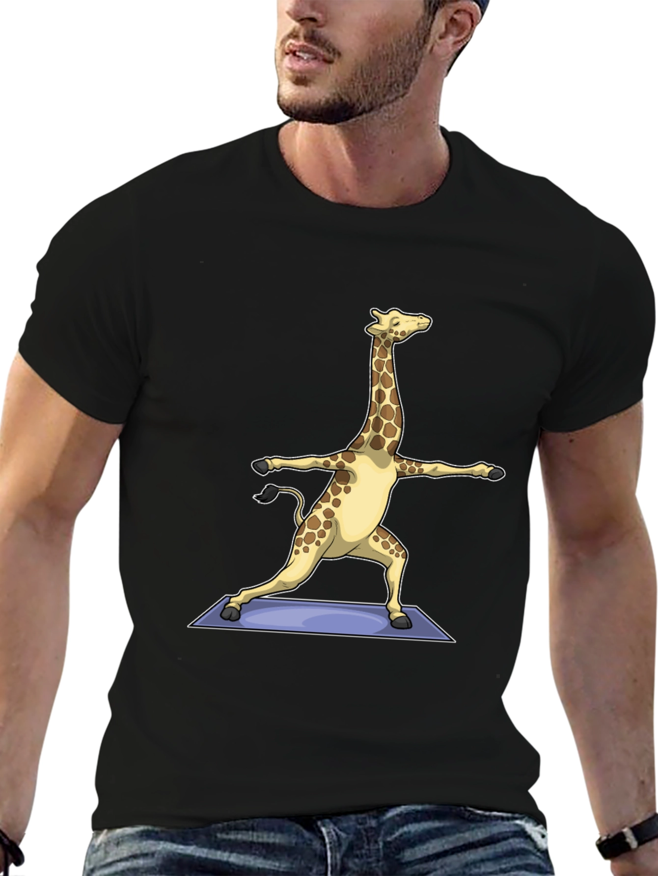 Yoga Giraffe T-Shirt - Black Graphic Tee