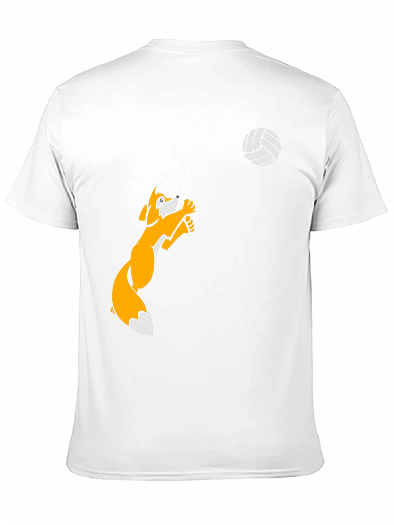 Volleyball Fox Graphic Tee - Black Cotton T-Shirt