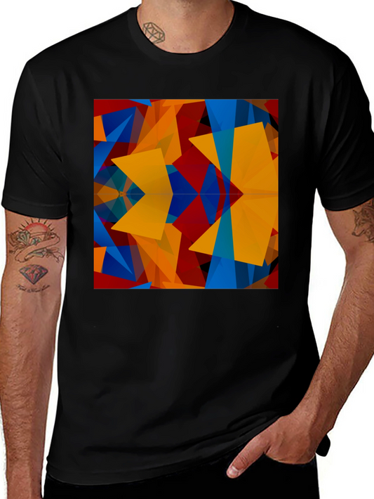 Abstract Geometric Pattern Black T-Shirt