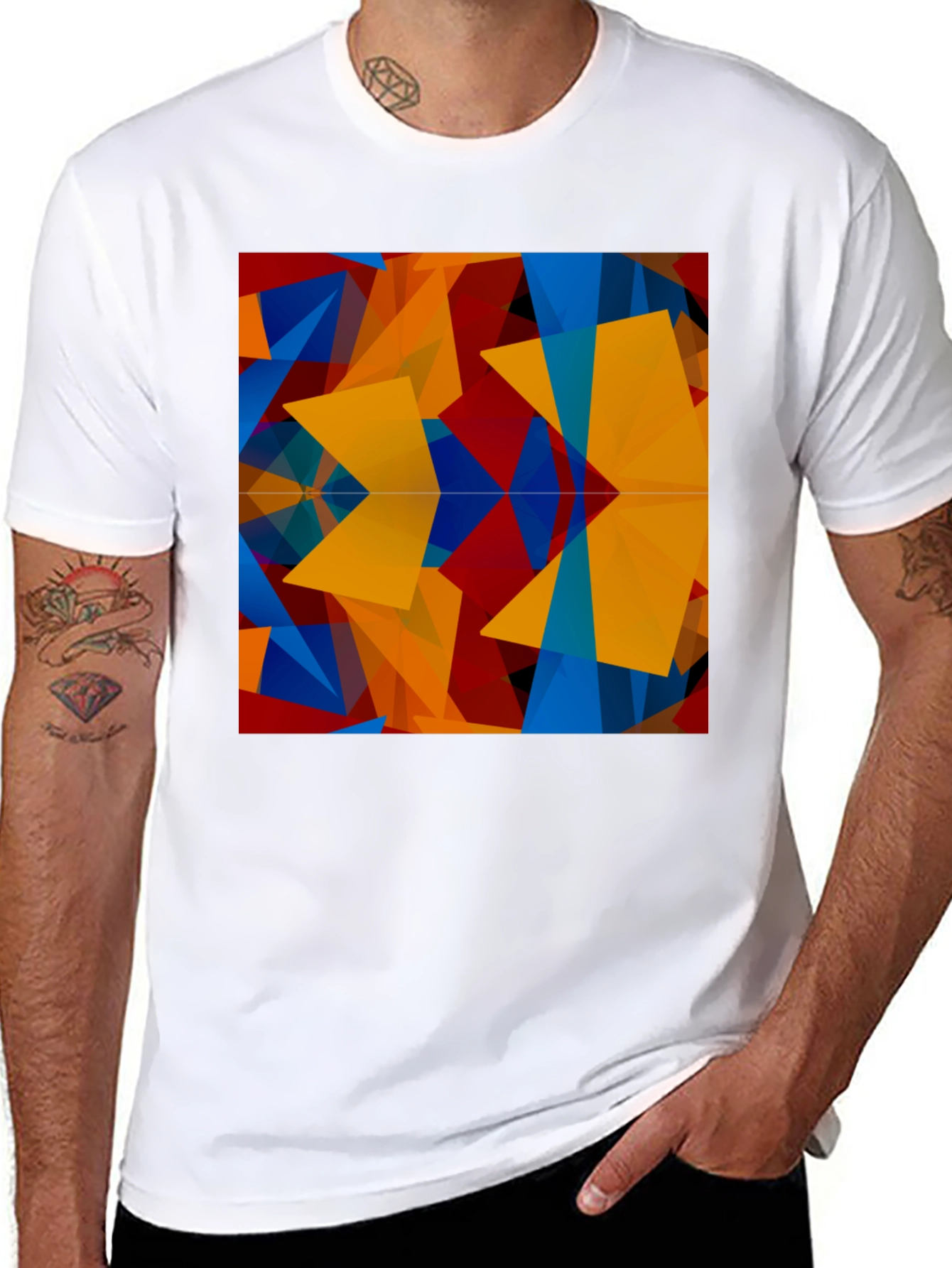Abstract Geometric Pattern Black T-Shirt