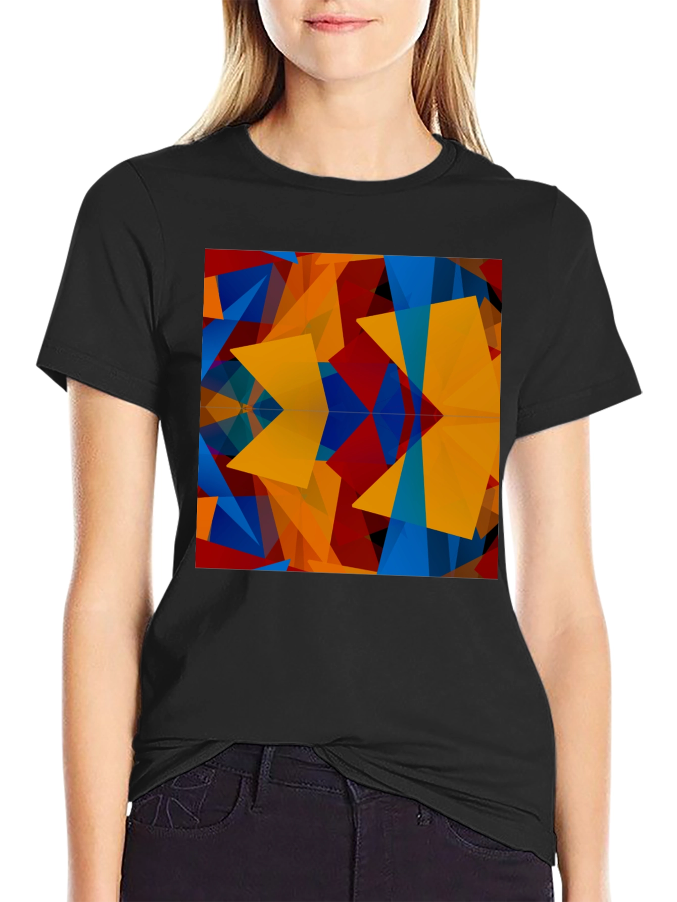 Abstract Geometric Pattern Black T-Shirt