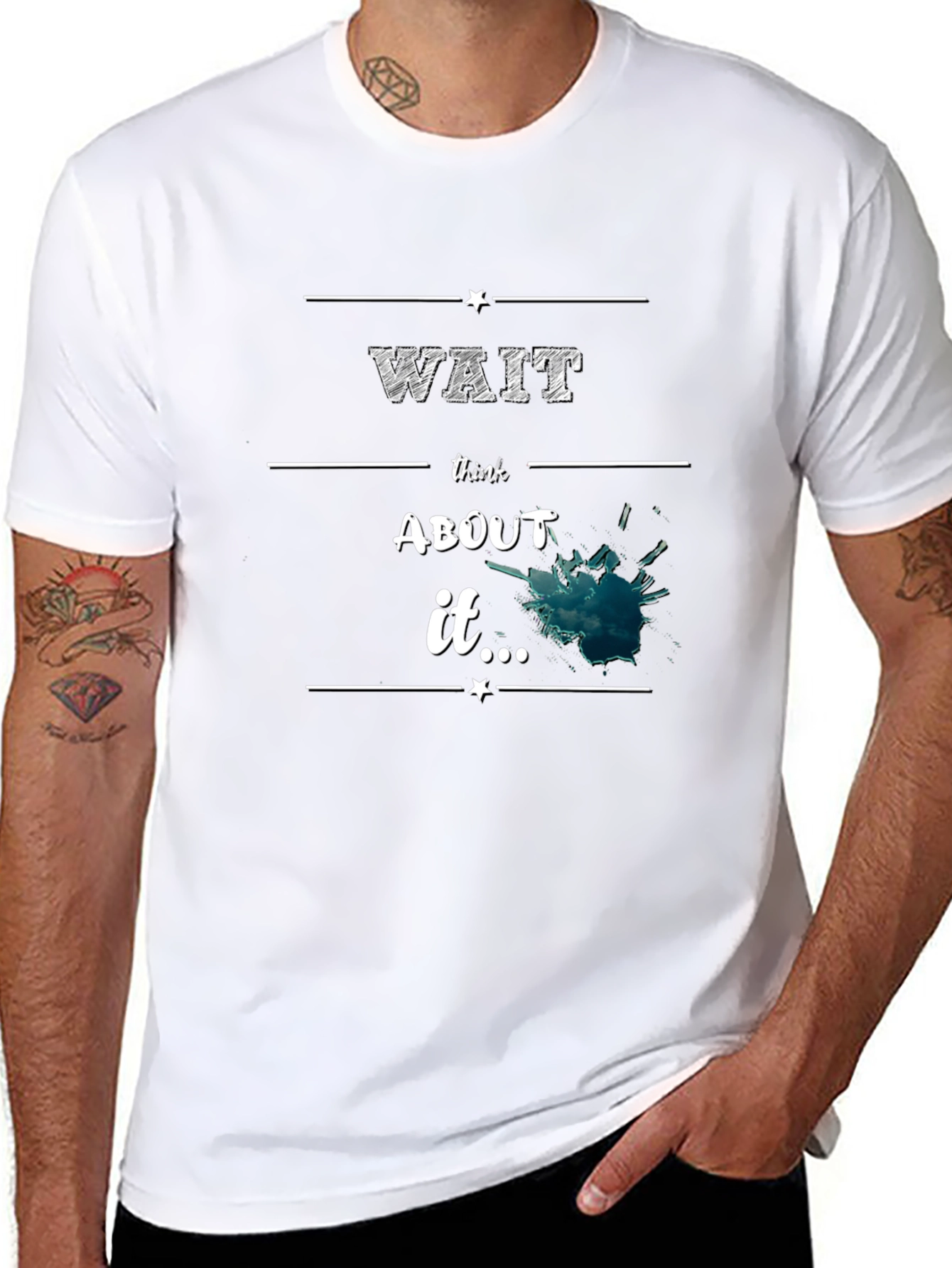 Wait Think About It Black Graphic Tee