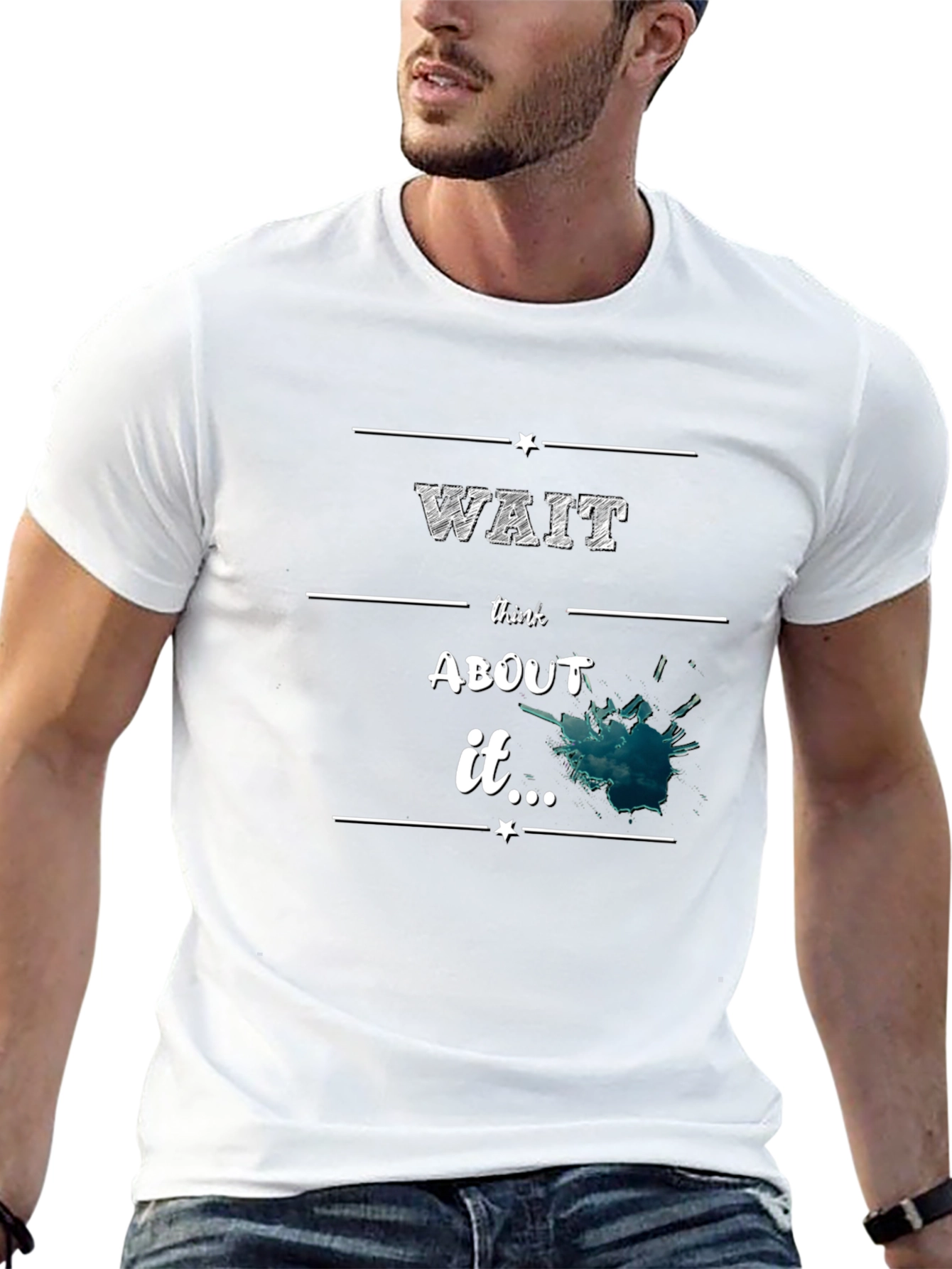 Wait Think About It Black Graphic Tee